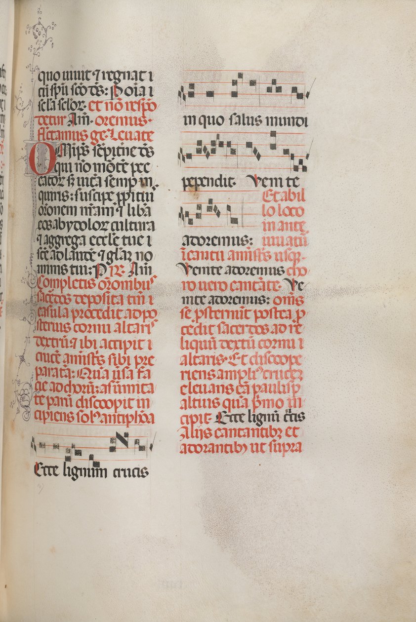 Missale: Fol. 148: Hudba pro Hle dřevo kříže..., 1469 od Bartolomeo Caporali