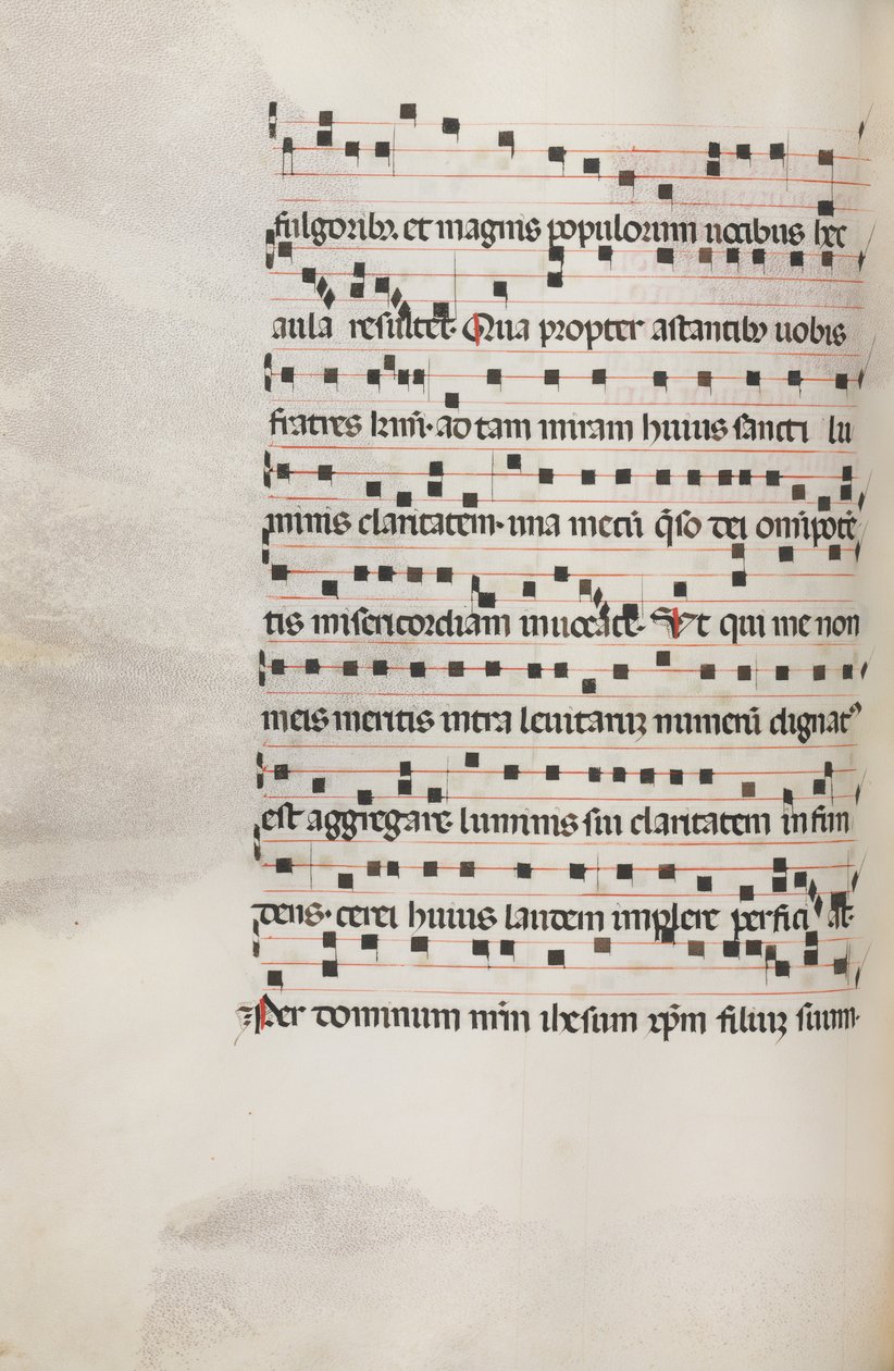 Missale: Fol. 153v: Hudba pro Exultet, 1469 od Bartolomeo Caporali
