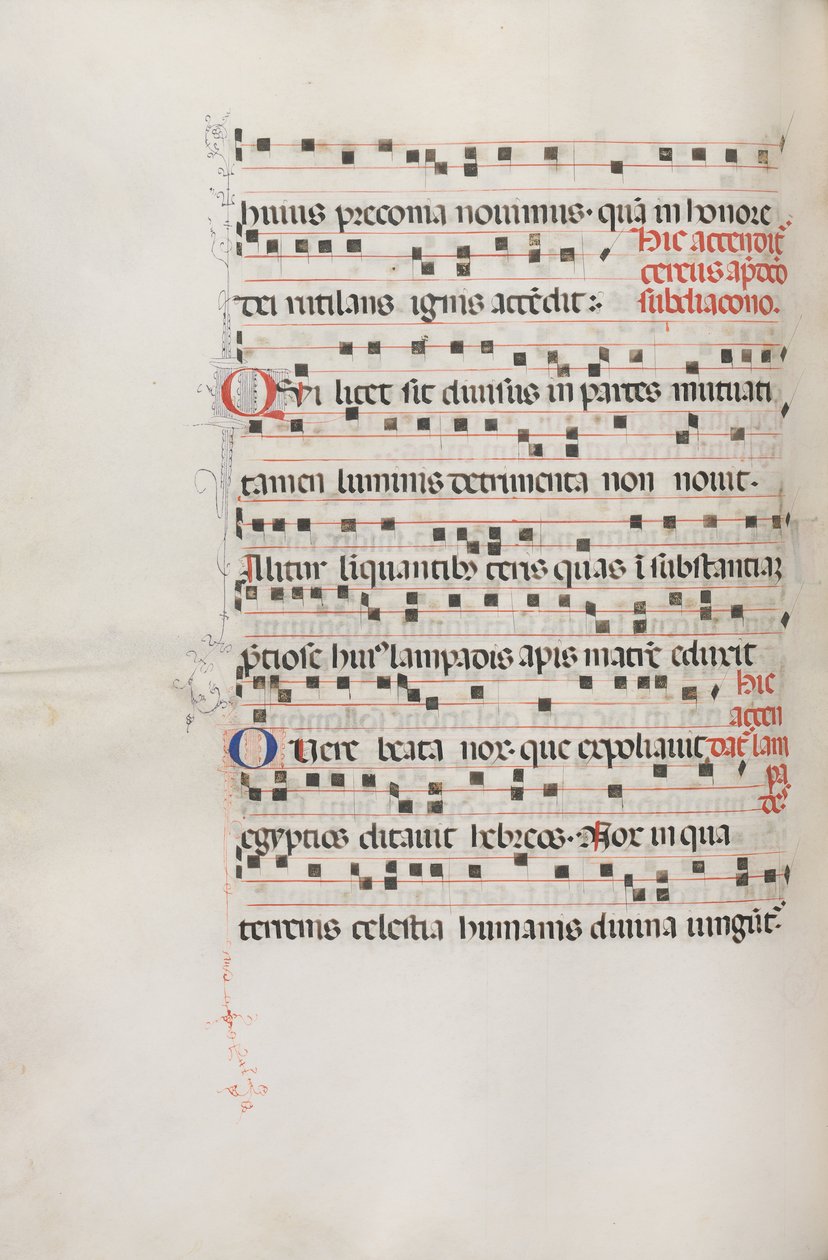 Missale: Fol. 156v: Hudba pro Exultet, 1469 od Bartolomeo Caporali