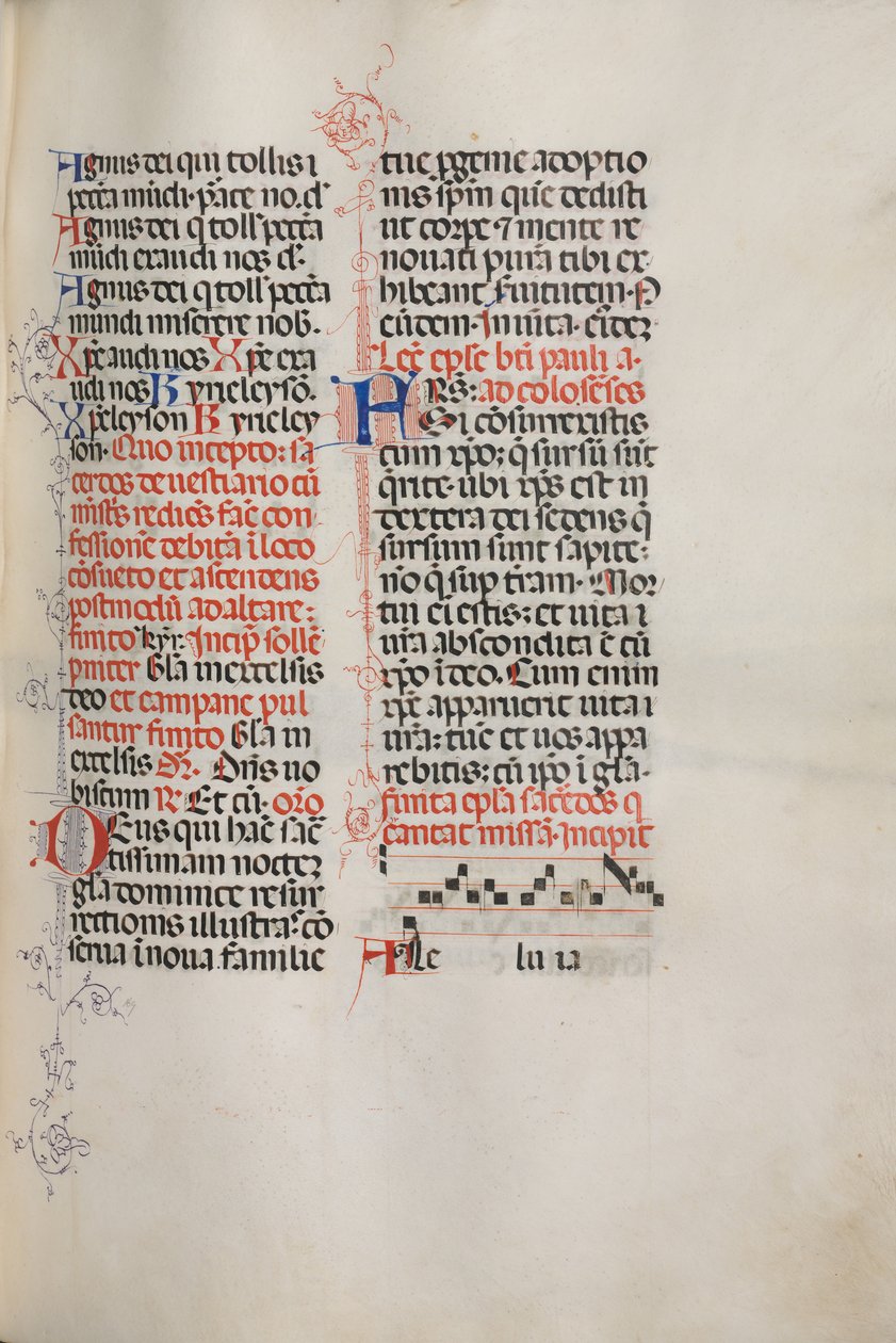 Missale: Fol. 171: Hudba pro Aleluja atd. na začátku Velikonoc, 1469. od Bartolomeo Caporali