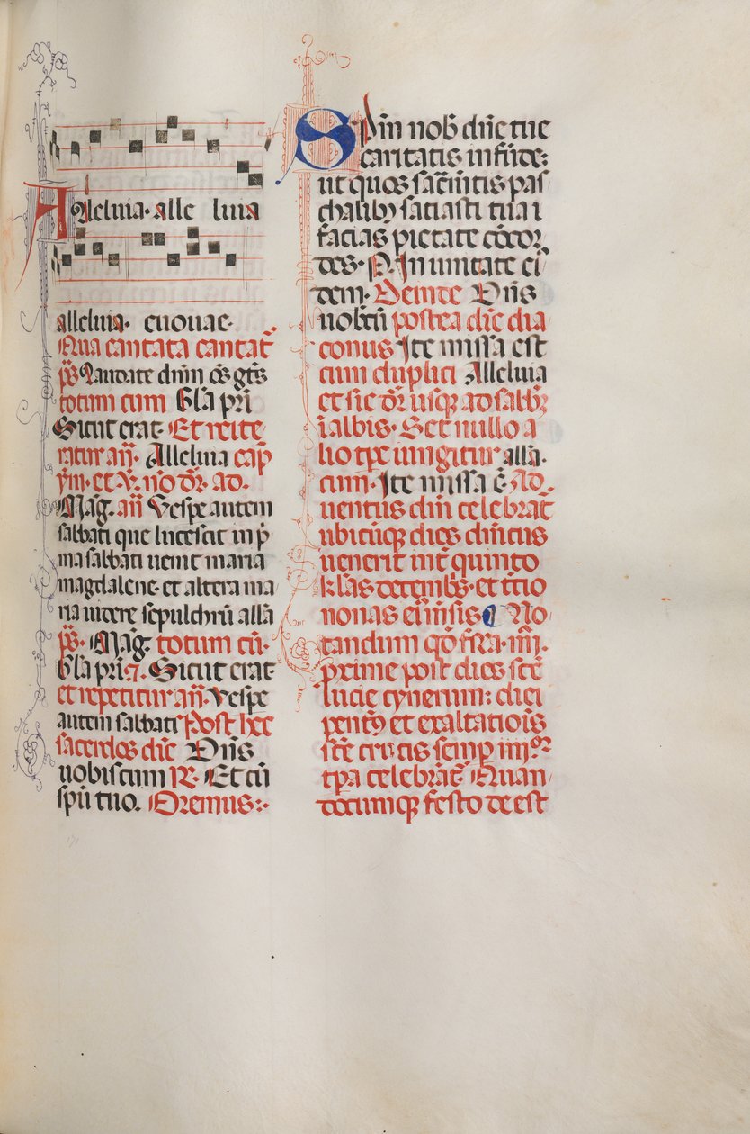 Missale: Fol. 173: Hudba pro Aleluja atd. na začátku Velikonoc, 1469. od Bartolomeo Caporali