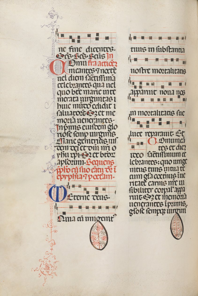 Missale: Fol. 177v: Hudba pro různé obyčejné modlitby, 1469. od Bartolomeo Caporali