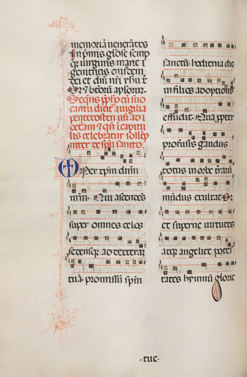 Missale: Fol. 180v: Hudba pro různé běžné modlitby, 1469. od Bartolomeo Caporali
