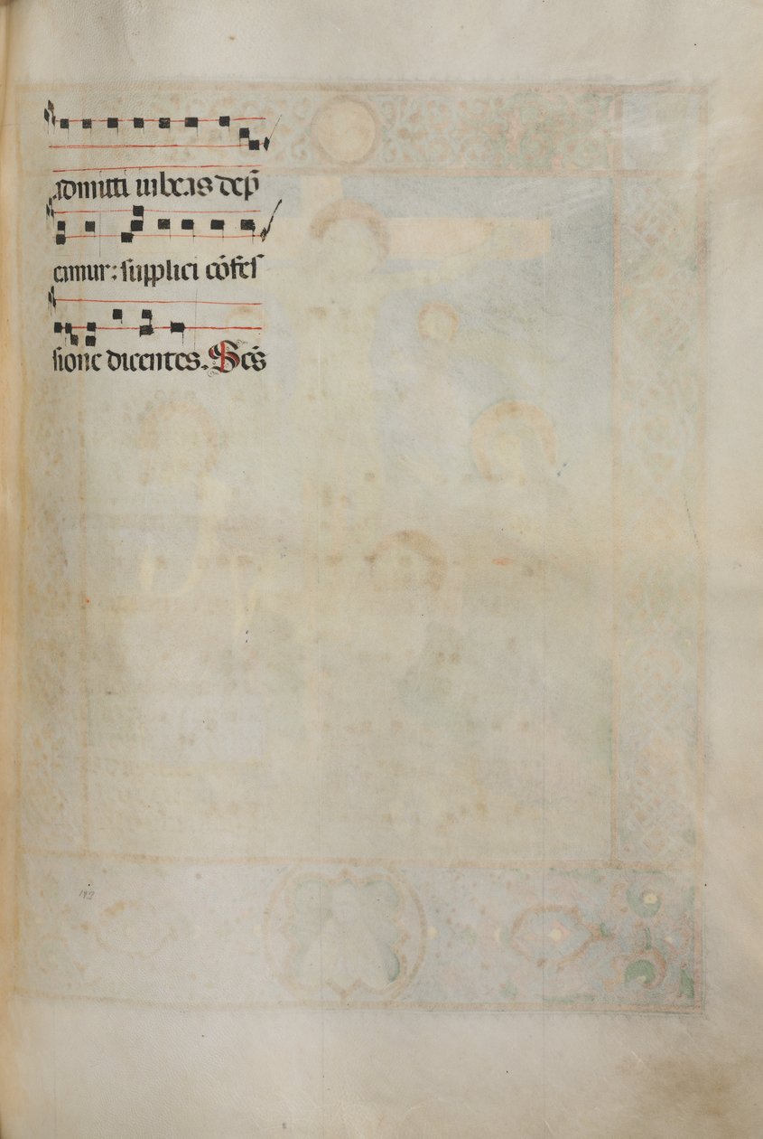 Missale: Fol. 185: Kříž, listí a hudba pro různé běžné modlitby, 1469. od Bartolomeo Caporali