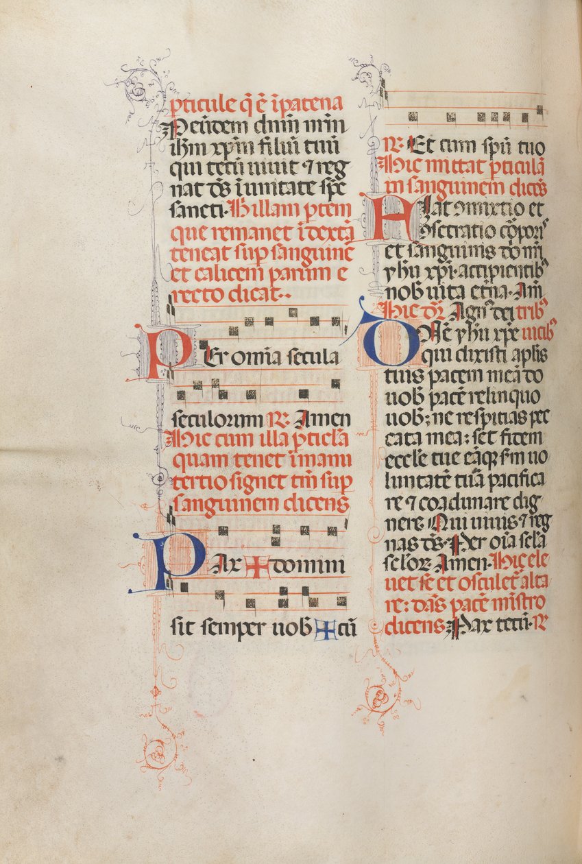 Missale: Fol. 190v: Hudba pro různé modlitby, 1469. od Bartolomeo Caporali