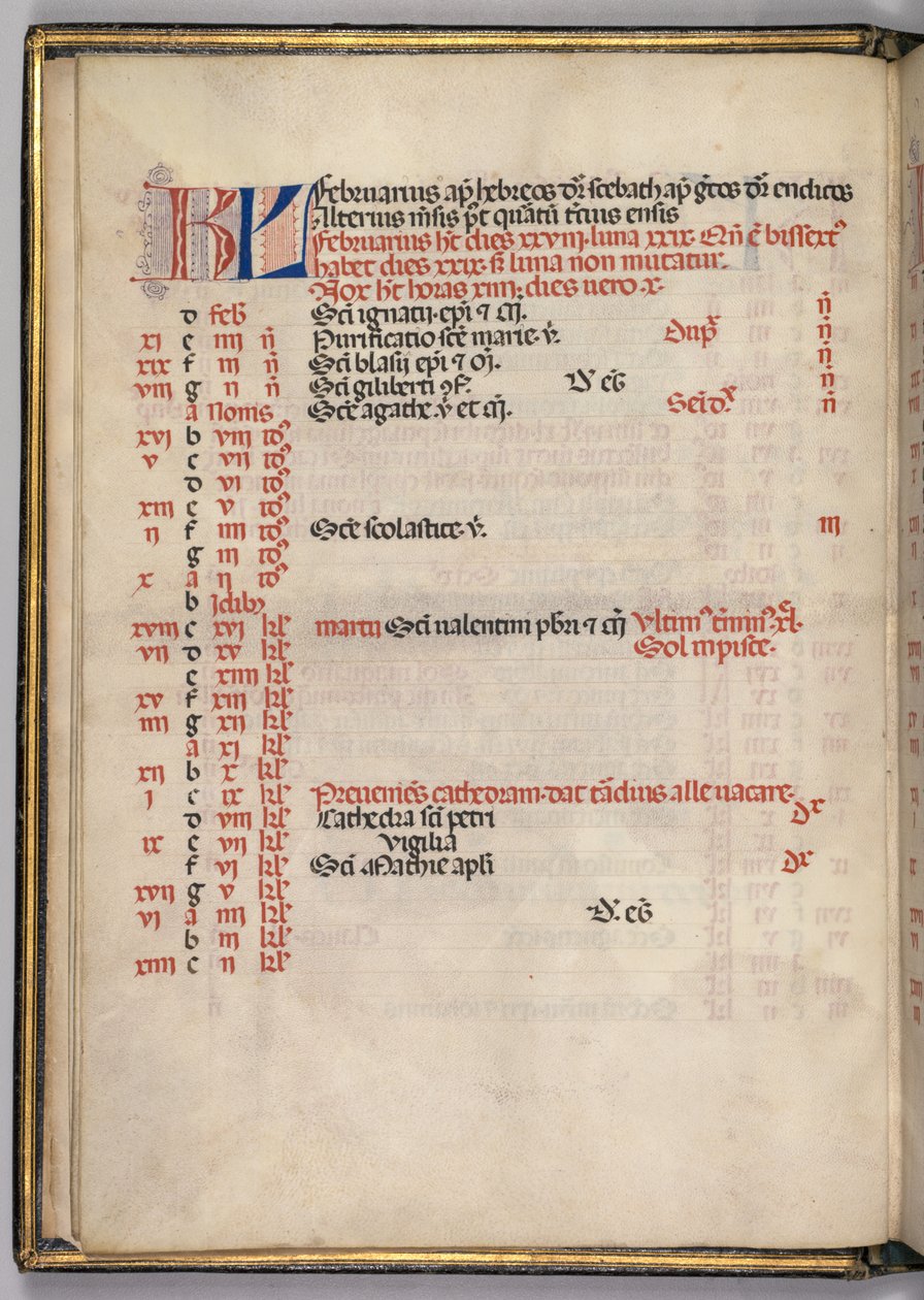 Missale: Fol. 3v: Stránka únorového kalendáře, 1469. od Bartolomeo Caporali