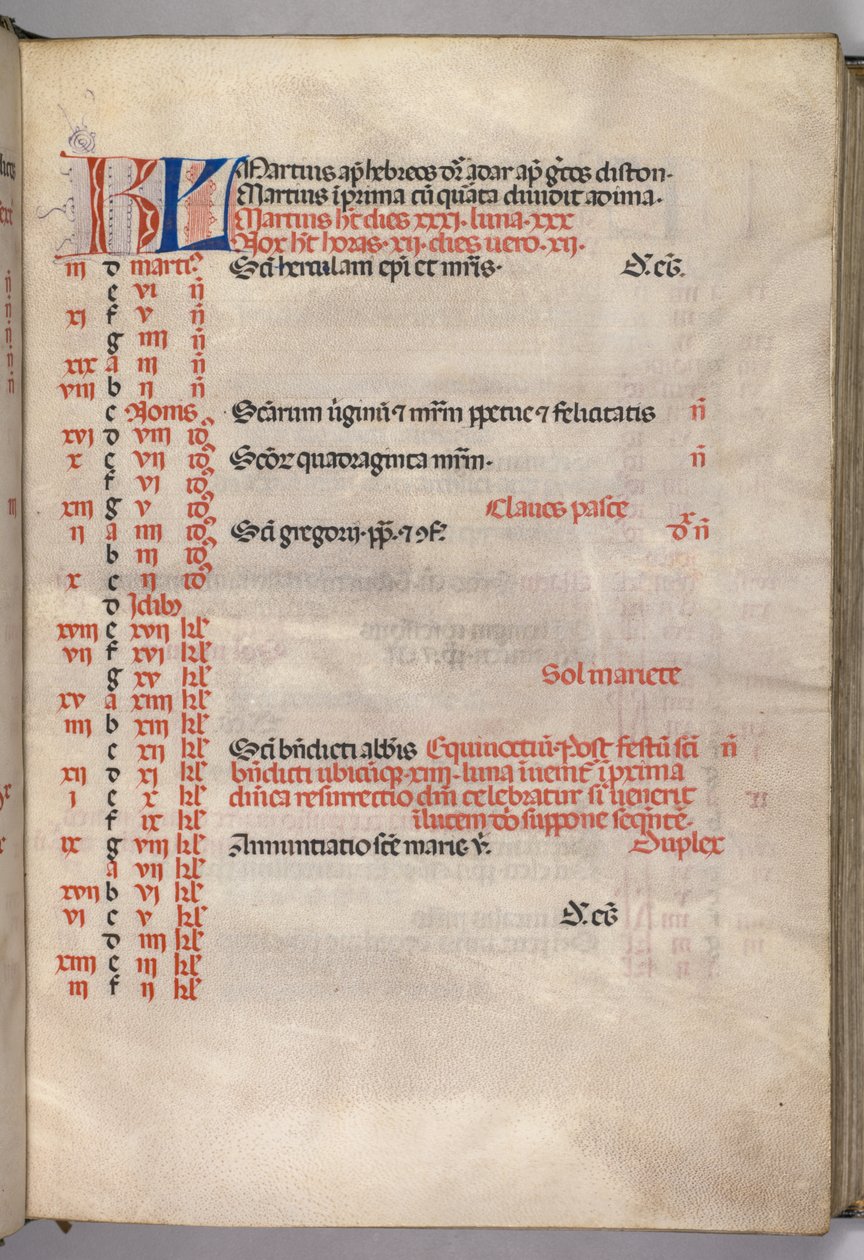 Missale: Fol. 4r: Stránka březnového kalendáře, 1469. od Bartolomeo Caporali