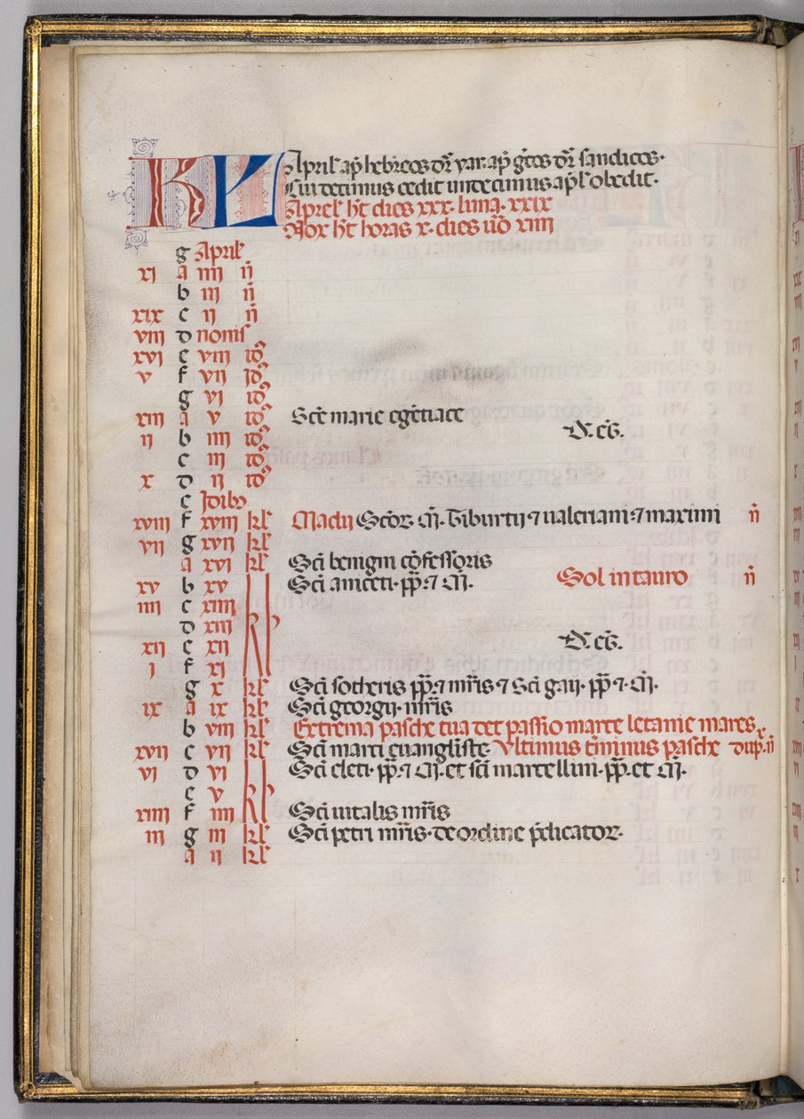 Missale: Fol. 4v: Stránka dubnového kalendáře, 1469. od Bartolomeo Caporali