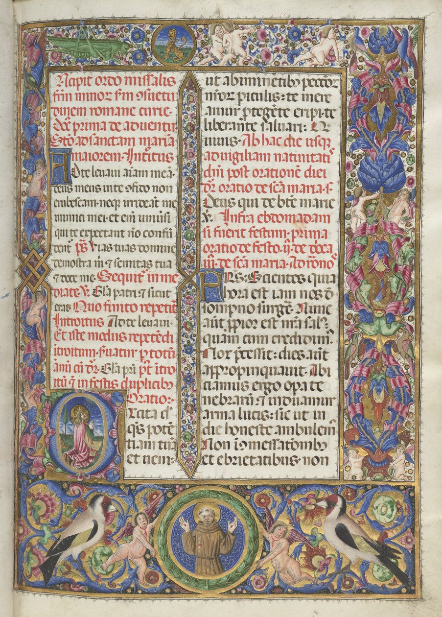 Missale: Fol. 9: Ordo Missalis úplné hranice, 1469 od Bartolomeo Caporali
