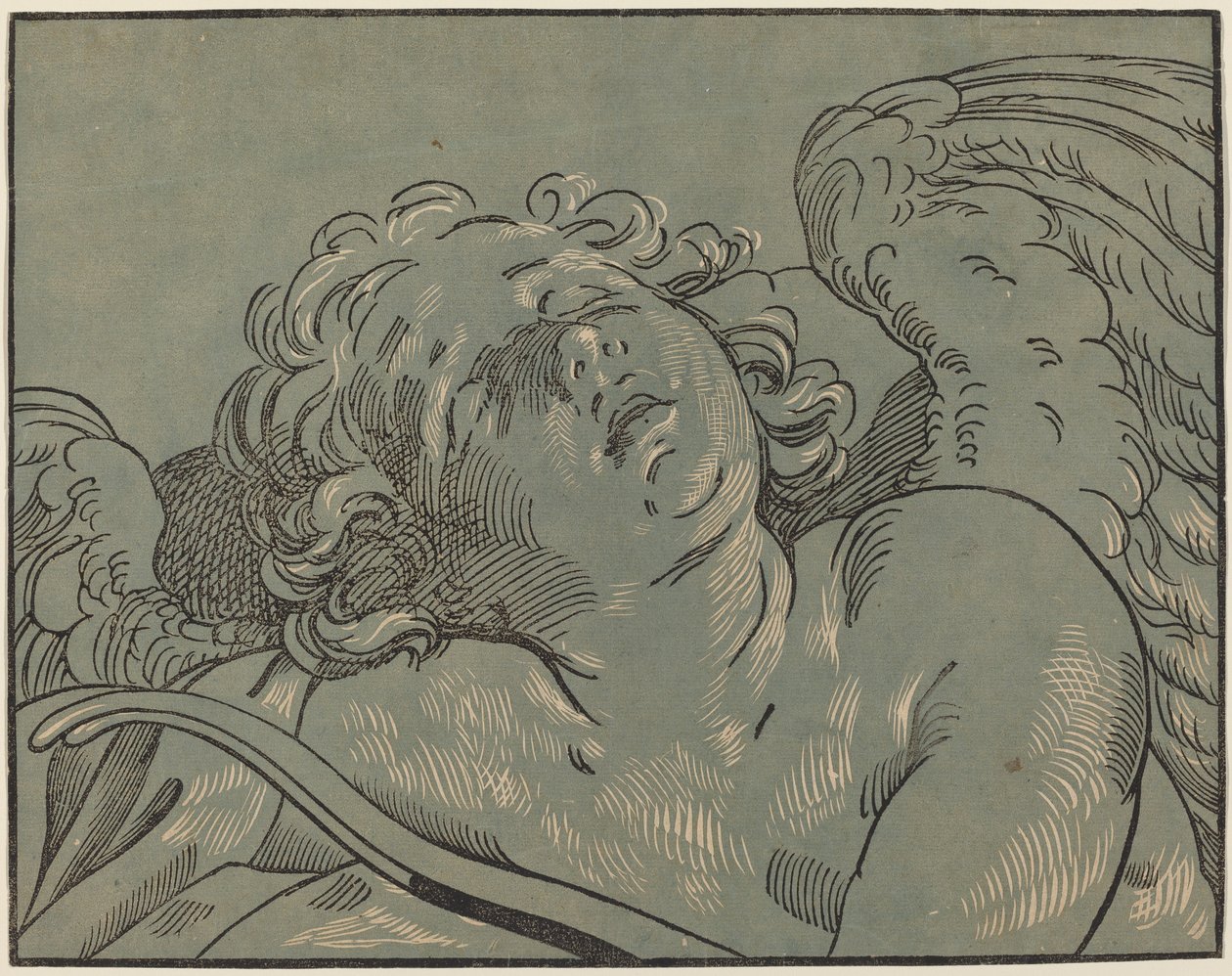 Amor spí od Bartolomeo Coriolano after Guido Reni