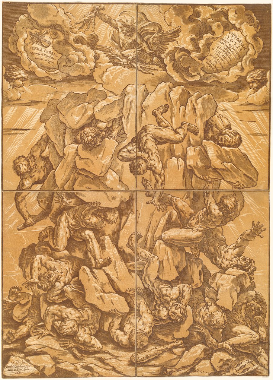 Pád obrů od Bartolomeo Coriolano after Guido Reni