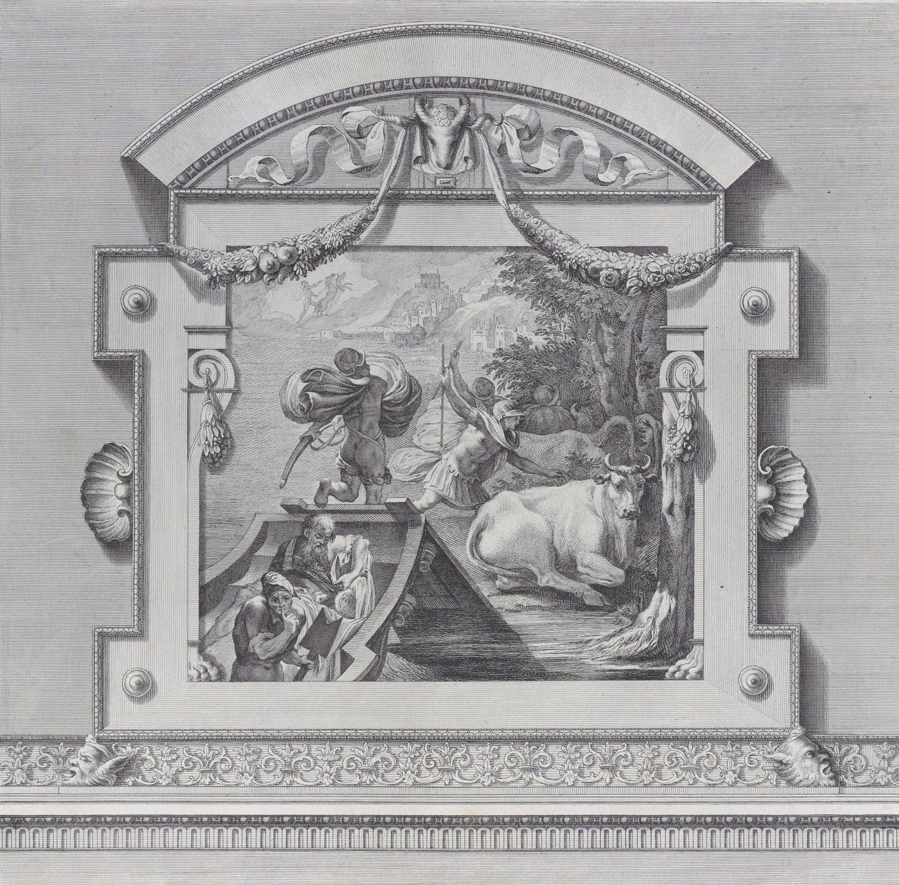 Talíř 24: Odysseovi společníci kradoucí voly posvátné Apollónovi, 1756. Tvůrci: Bartolomeo Crivellari, Gabriel Söderling. od Bartolomeo Crivellari, Gabriel Söderling