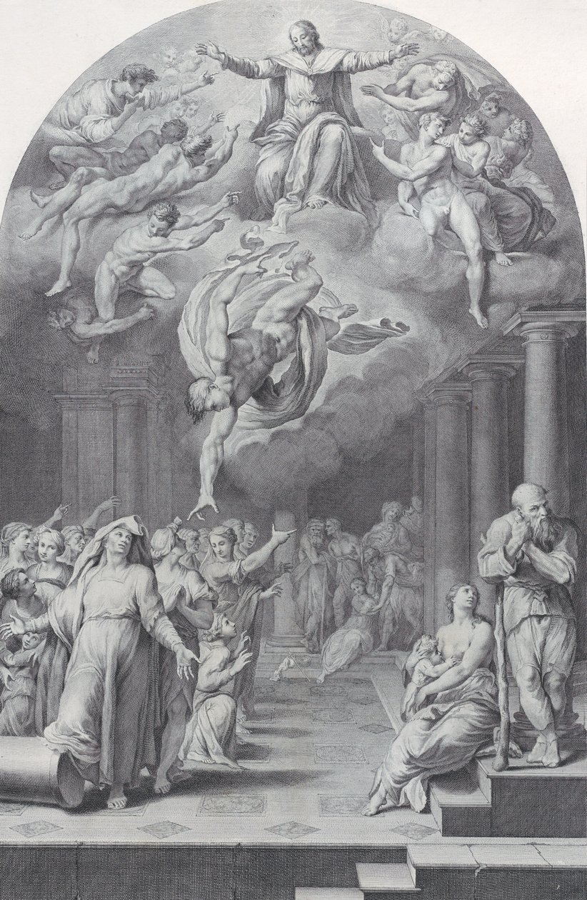 Deska 40: rozdělení vyvolených od zavržených, 1756. Tvůrci: Bartolomeo Crivellari, Gabriel Söderling. od Bartolomeo Crivellari, Gabriel Söderling