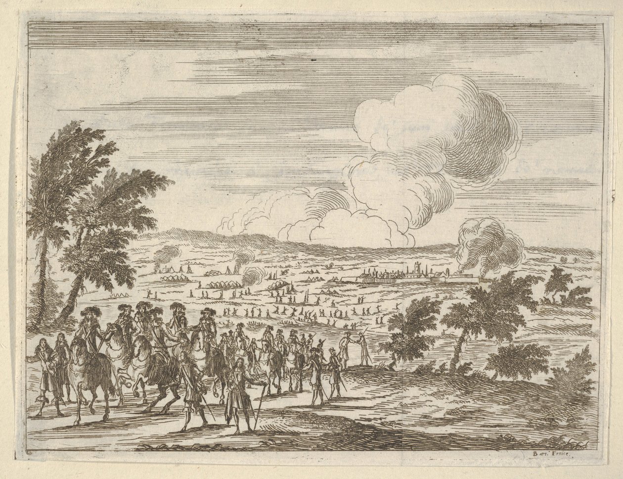 Vévoda a jeho vojáci v Casalmaggiore, z Idea křesťanského prince a hrdiny v ..., 1659. od Bartolomeo Fenice