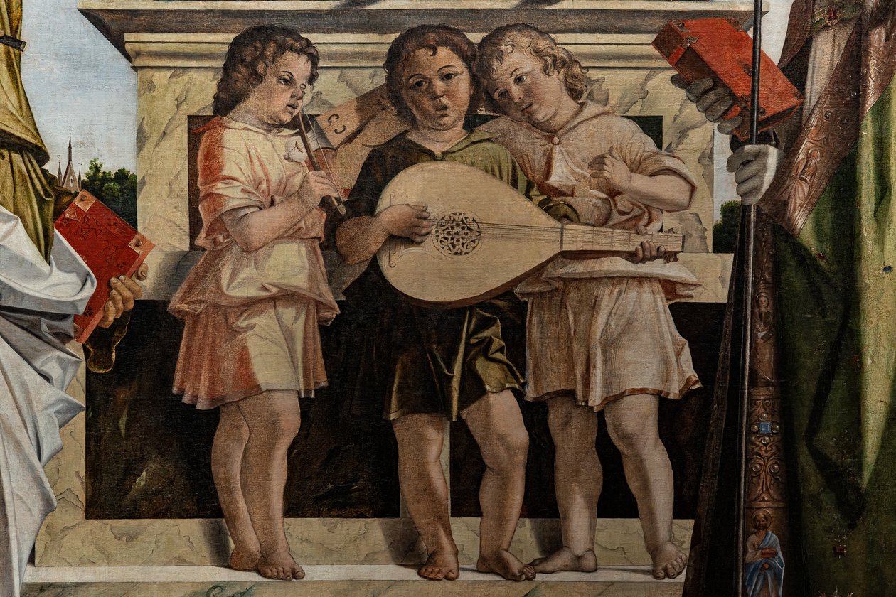 Trůnící Madona s Ježíškem mezi svatými, detail od Bartolomeo Montagna