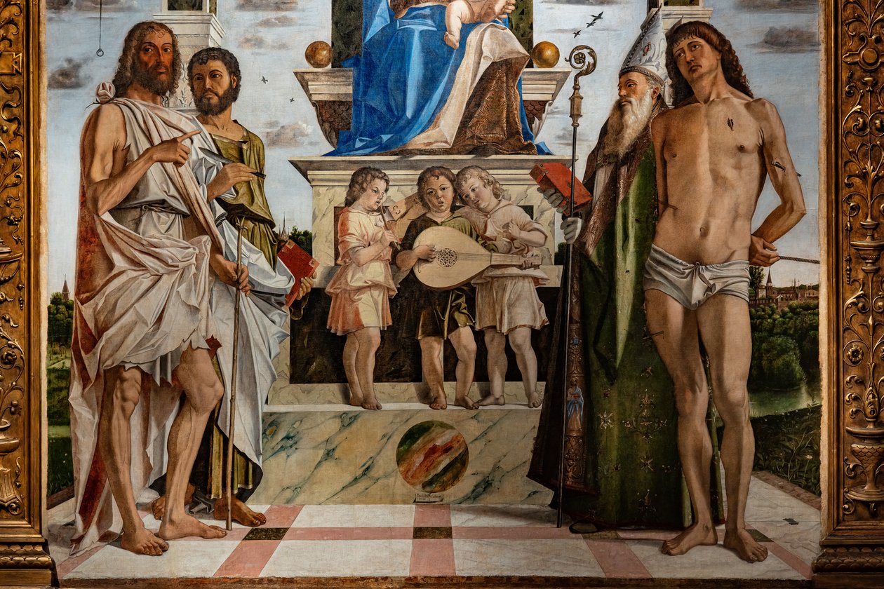 Trůnící Madona s Ježíškem mezi svatými, detail od Bartolomeo Montagna