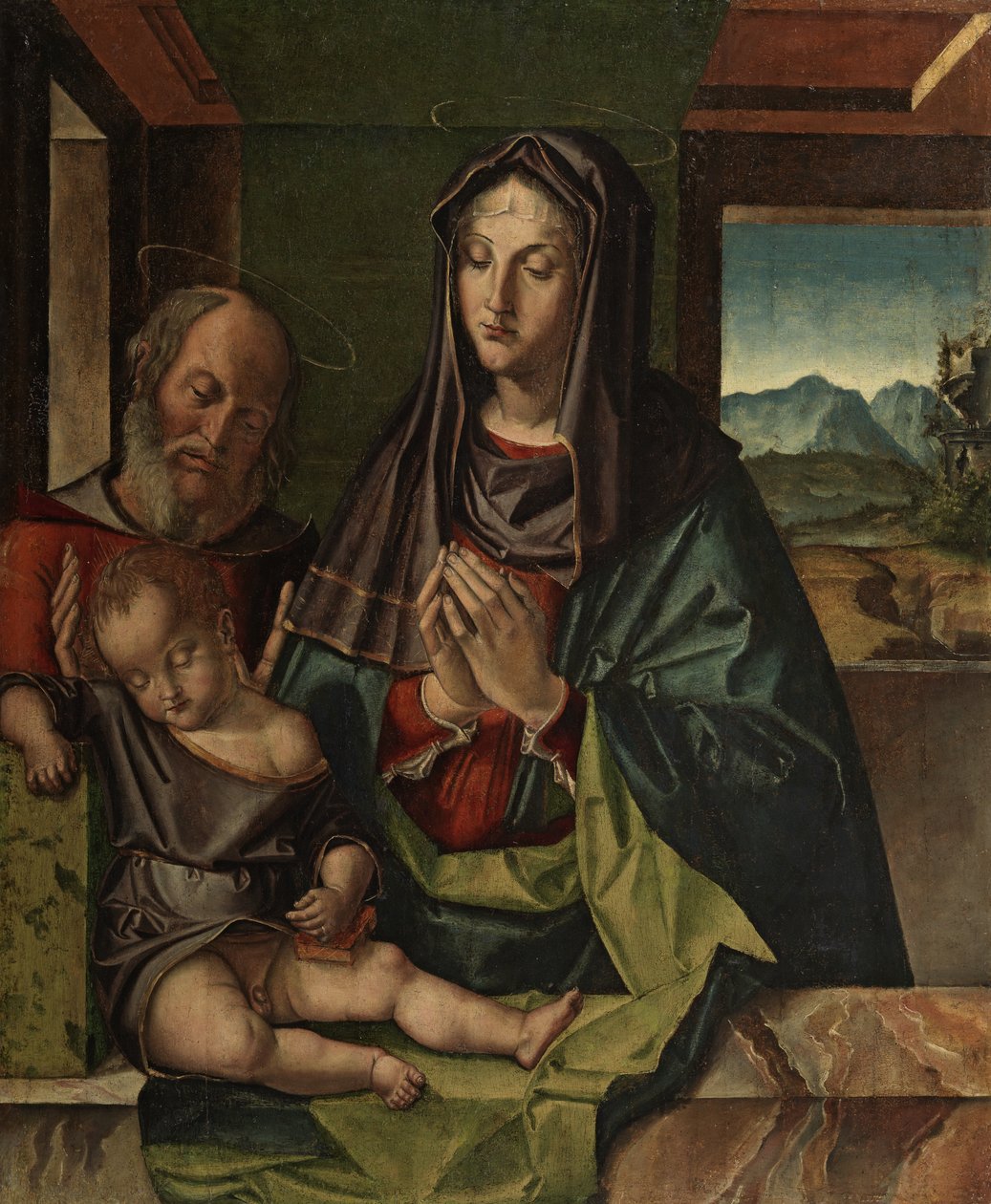 Svatá rodina, cca 1500 (olej na panelu) od Bartolomeo Montagna
