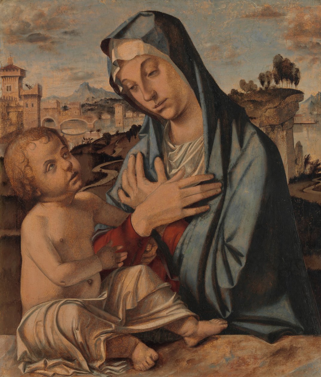 Madonna zbožňující dítě. od Bartolomeo Montagna
