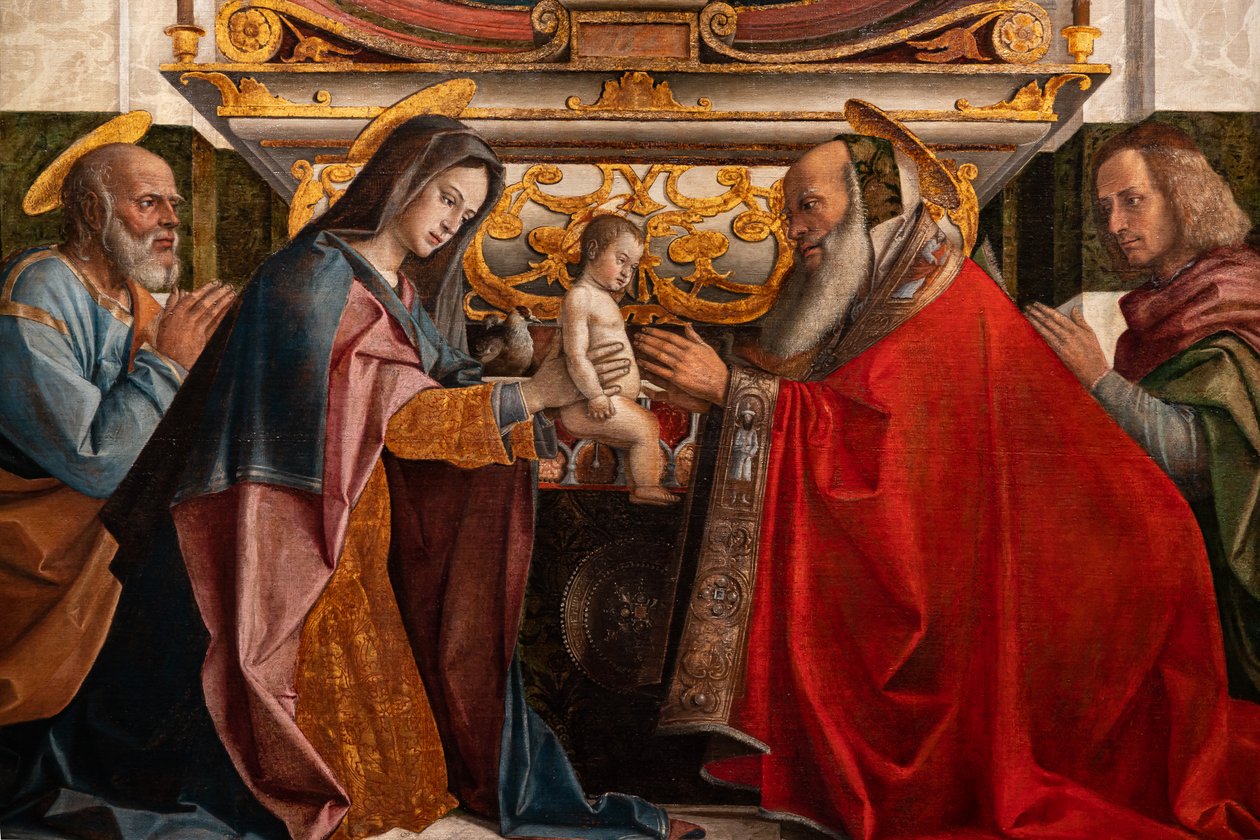 Prezentace Ježíše v chrámu, detail od Bartolomeo Montagna