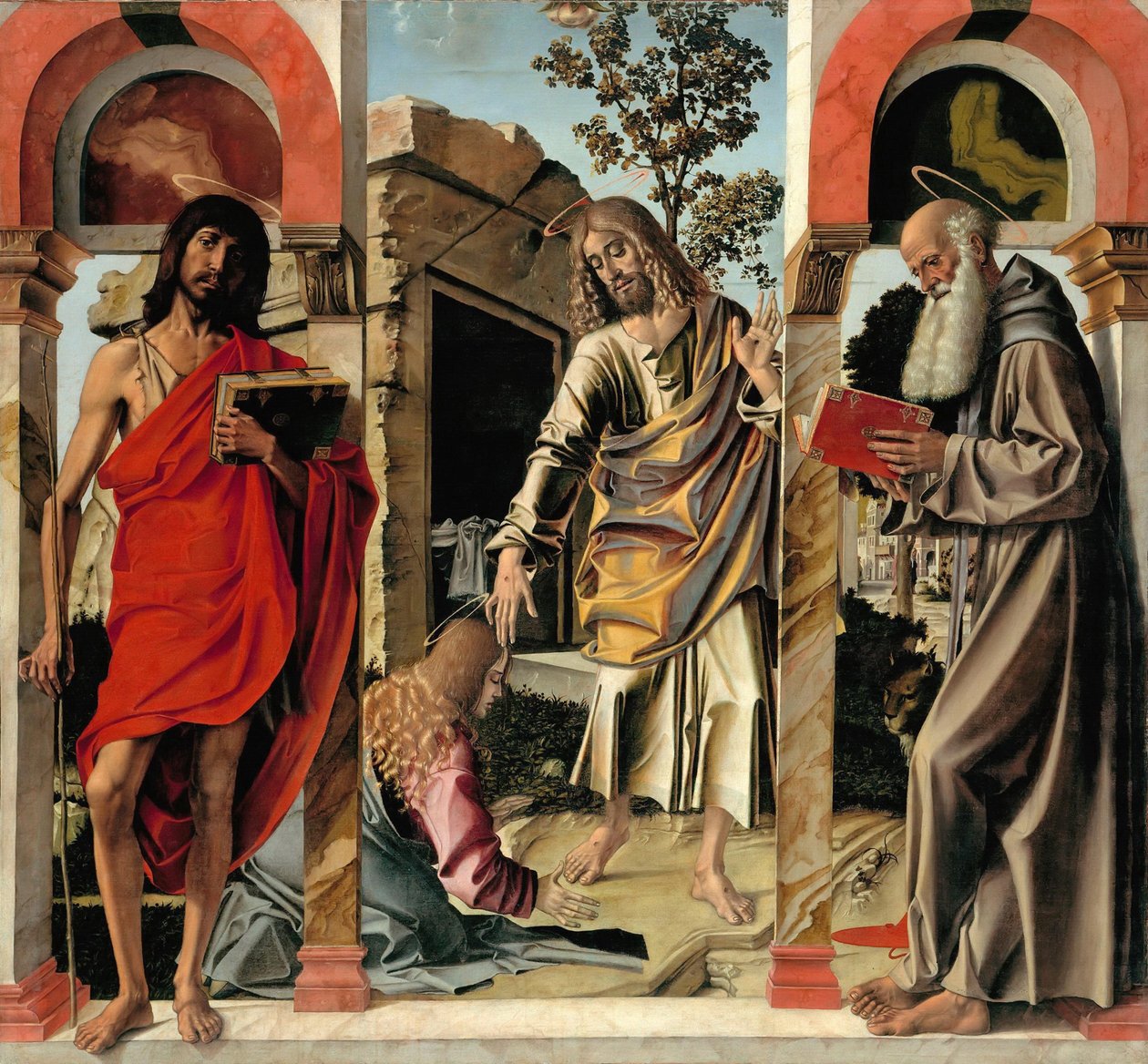 Vzkříšený Kristus s Marií Magdalenou a svatými Janem Křtitelem a Jeronýmem, c. 1492 od Bartolomeo Montagna