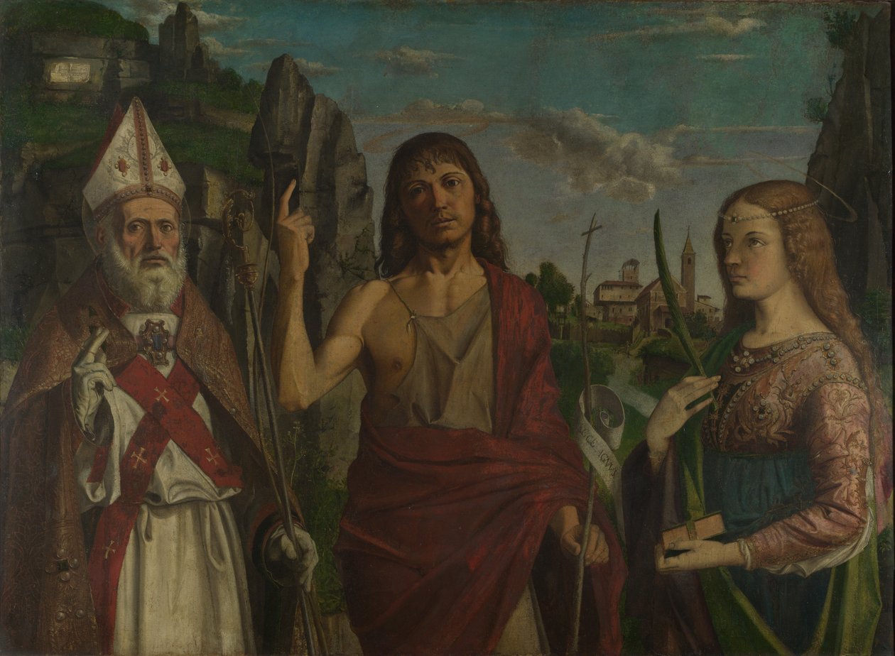 Svatý Zeno, svatý Jan Křtitel a mučednice, c. 1495 od Bartolomeo Montagna