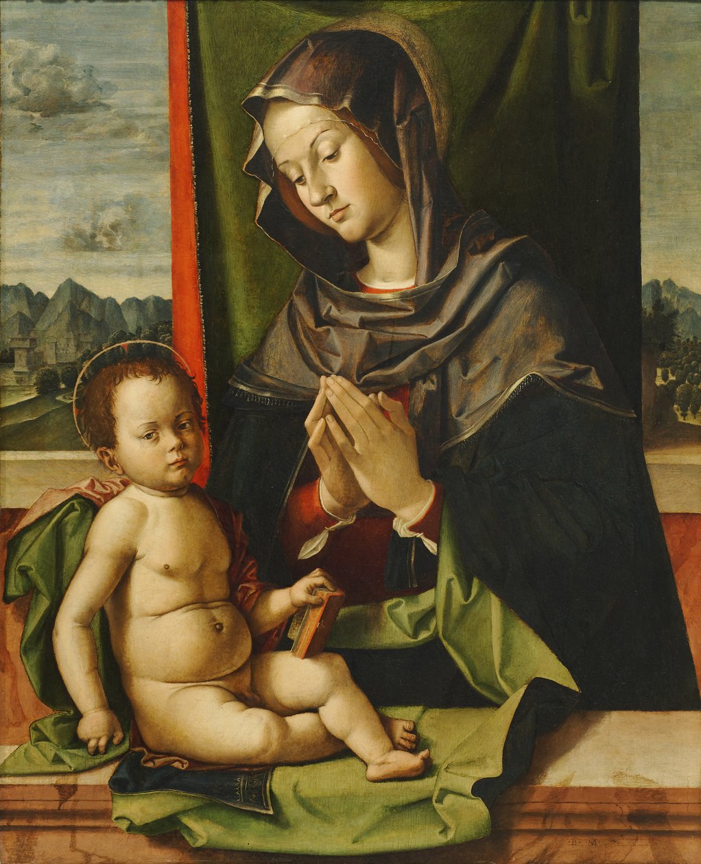 Panna Maria uctívající Dítě od Bartolomeo Montagna
