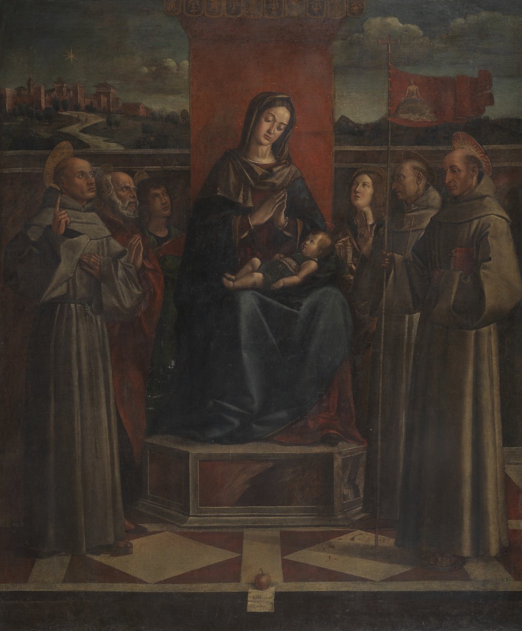 Panna a dítě na trůnu se šesti svatými, kolem roku 1500 od Bartolomeo Montagna