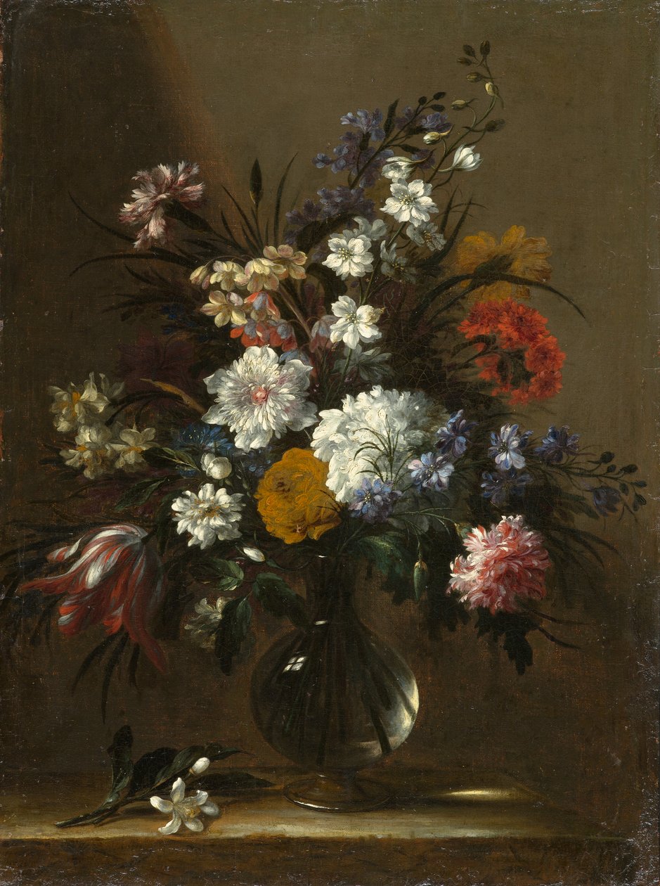 Váza s květinami na stole, cca 1660-1670 od Bartolomeo Perez