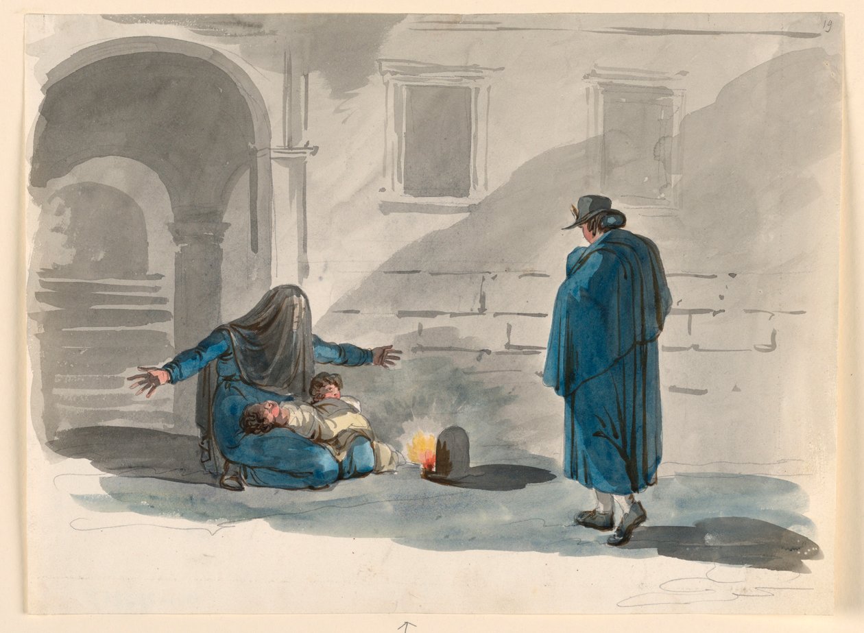Zubožená žena v Římě od Bartolomeo Pinelli