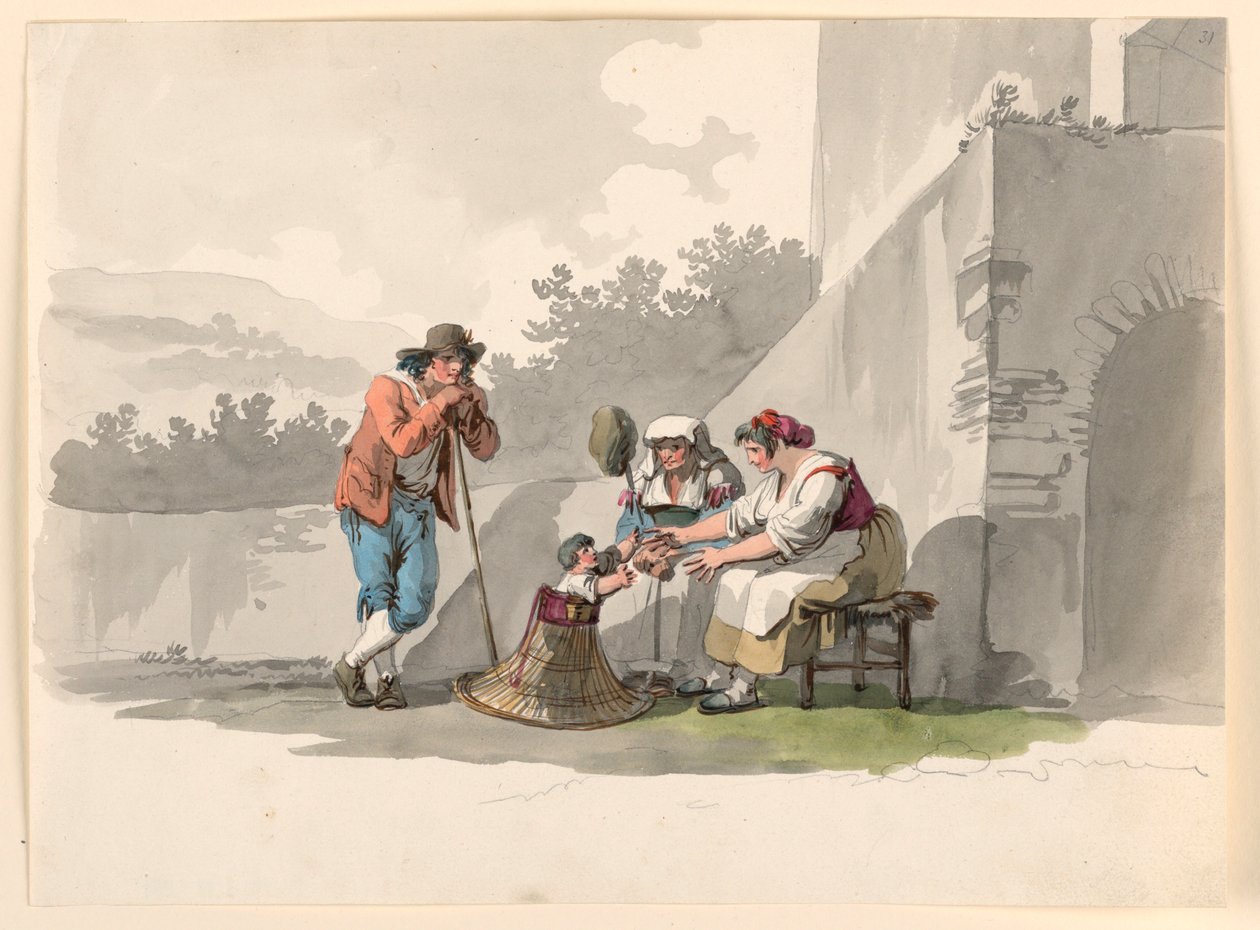 Rolnická rodina v Campagna od Bartolomeo Pinelli