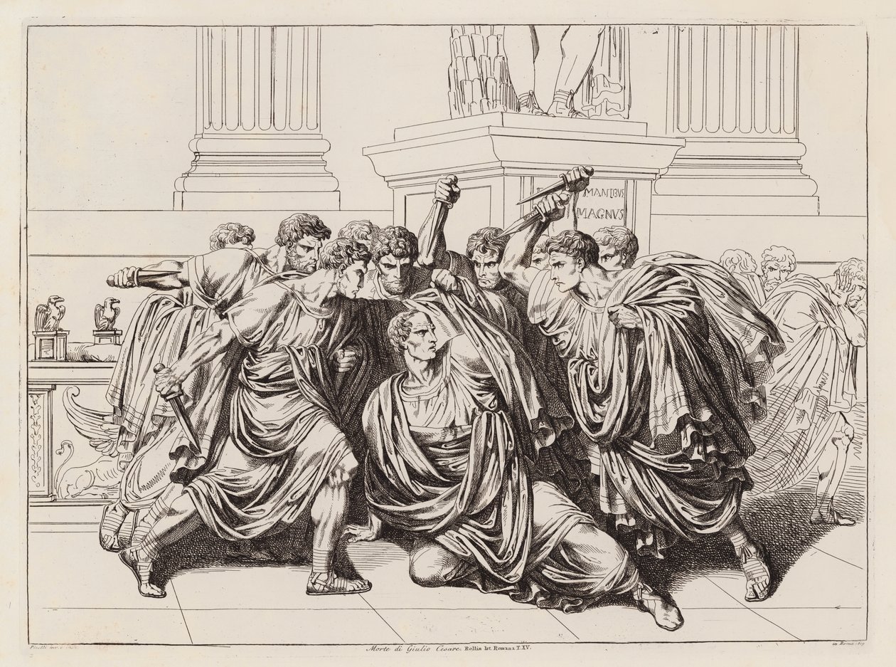 Zavraždění Julia Caesara, 44 př. n. l. (lept) od Bartolomeo Pinelli