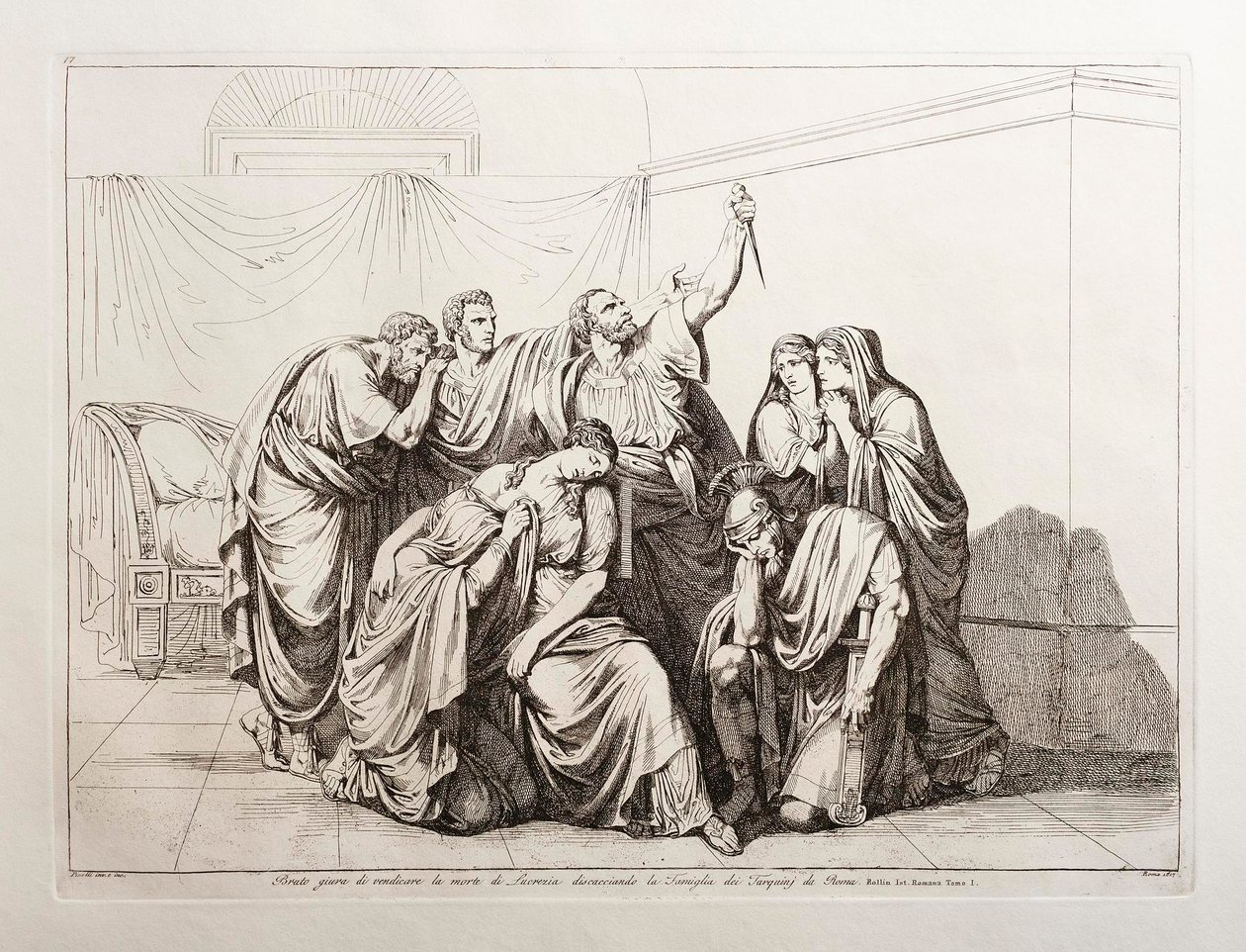 Brutus přísahá, že pomstí smrt Lukrécie, a vyhnává rod Tarquinů z Říma od Bartolomeo Pinelli