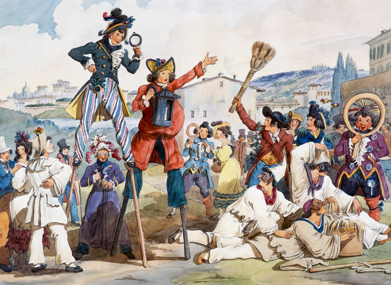 Karneval v Římě, Bartolomeo Pinelli (1781-1835), Itálie od Bartolomeo Pinelli