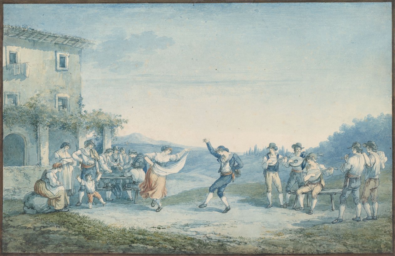 Tanec Ramano, ilustrace k Římským krojům a zvykům od Bartolomeo Pinelli