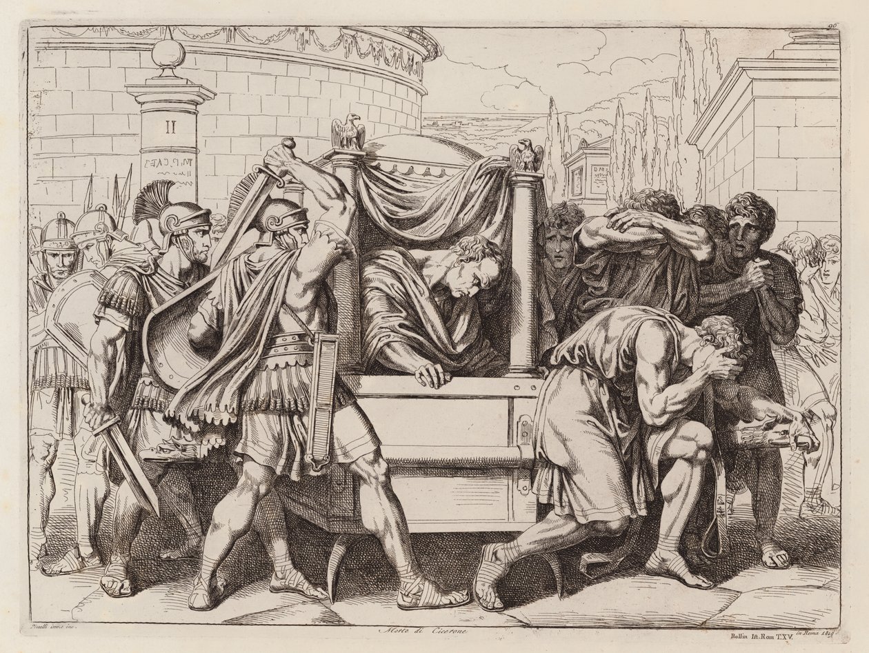 Ciceronova smrt, 43 př. n. l. (lept) od Bartolomeo Pinelli