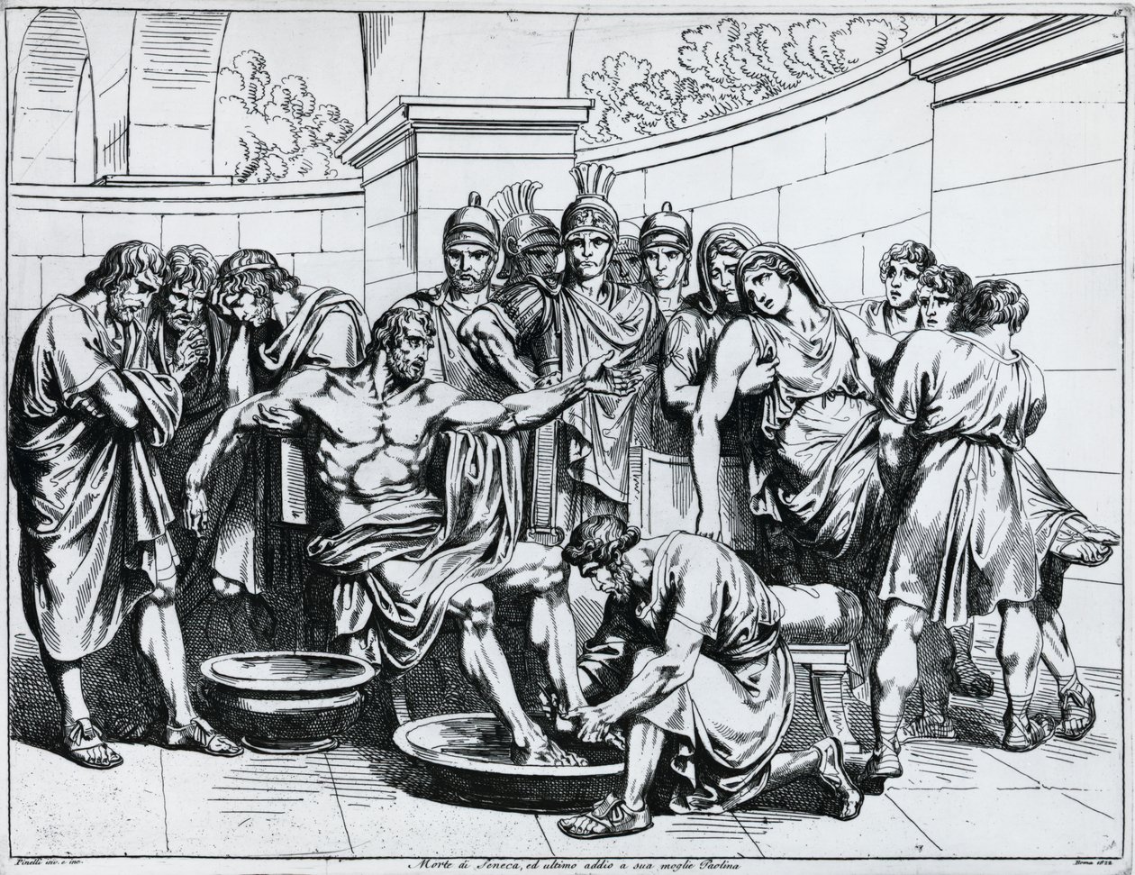 Smrt Senecy, rytina Bartolomea Pinelliho (1781-1835), z Istoria dell
