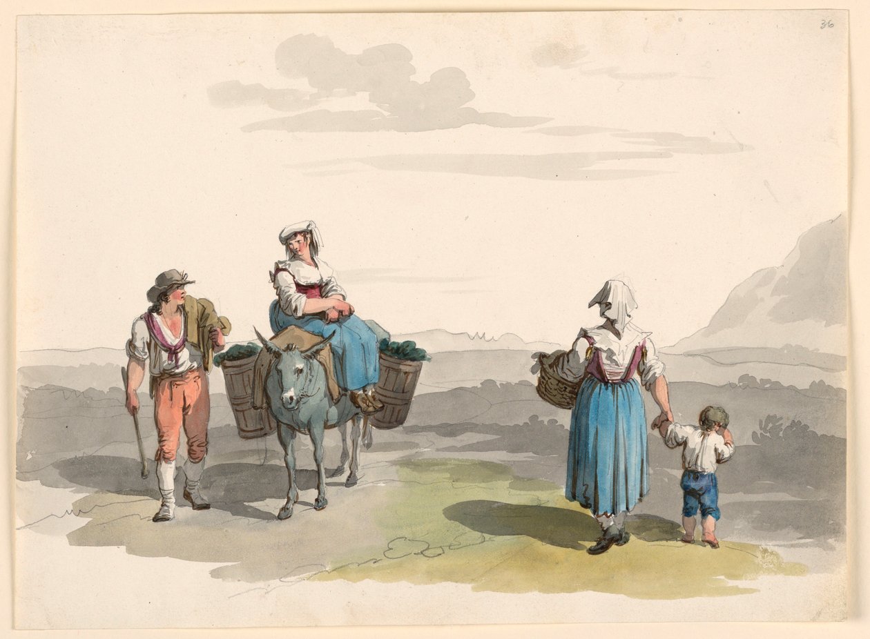 Kresba, Na cestě do Tivoli, 1807-08 od Bartolomeo Pinelli