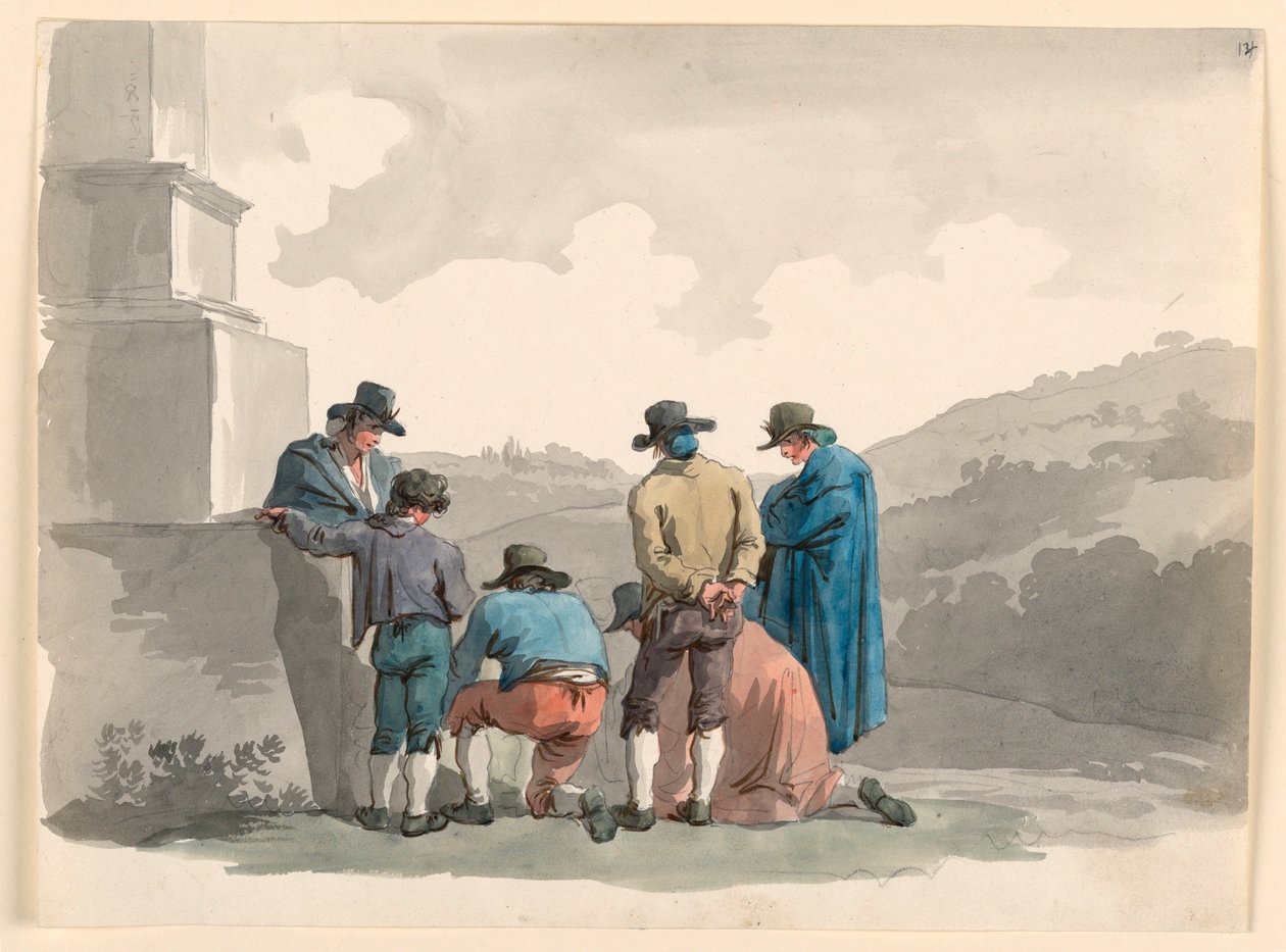Kresba, Hra s penězi, 1807-08 od Bartolomeo Pinelli