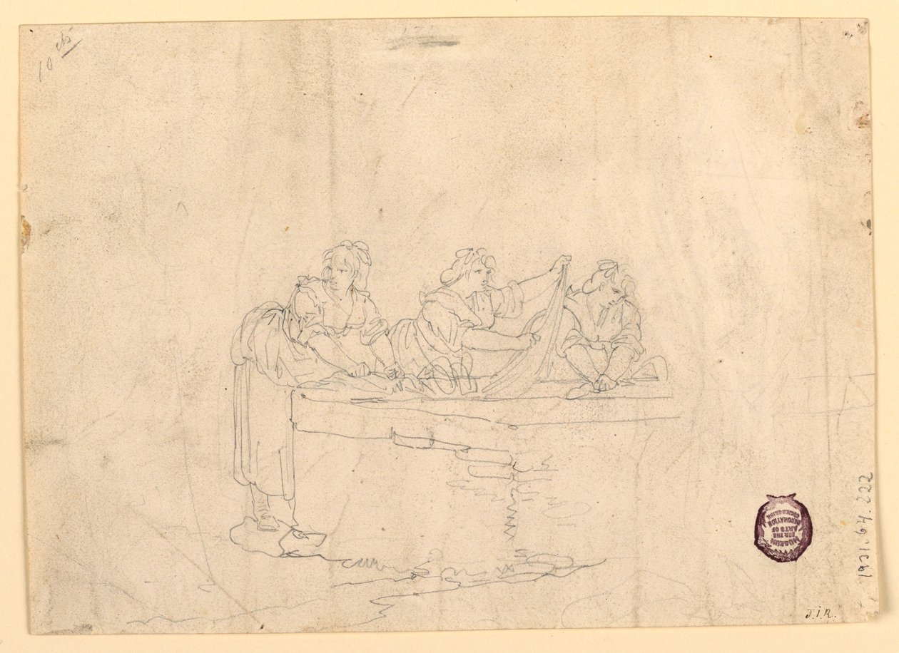 Kresba, Tři myjící se ženy, 1800-25 od Bartolomeo Pinelli