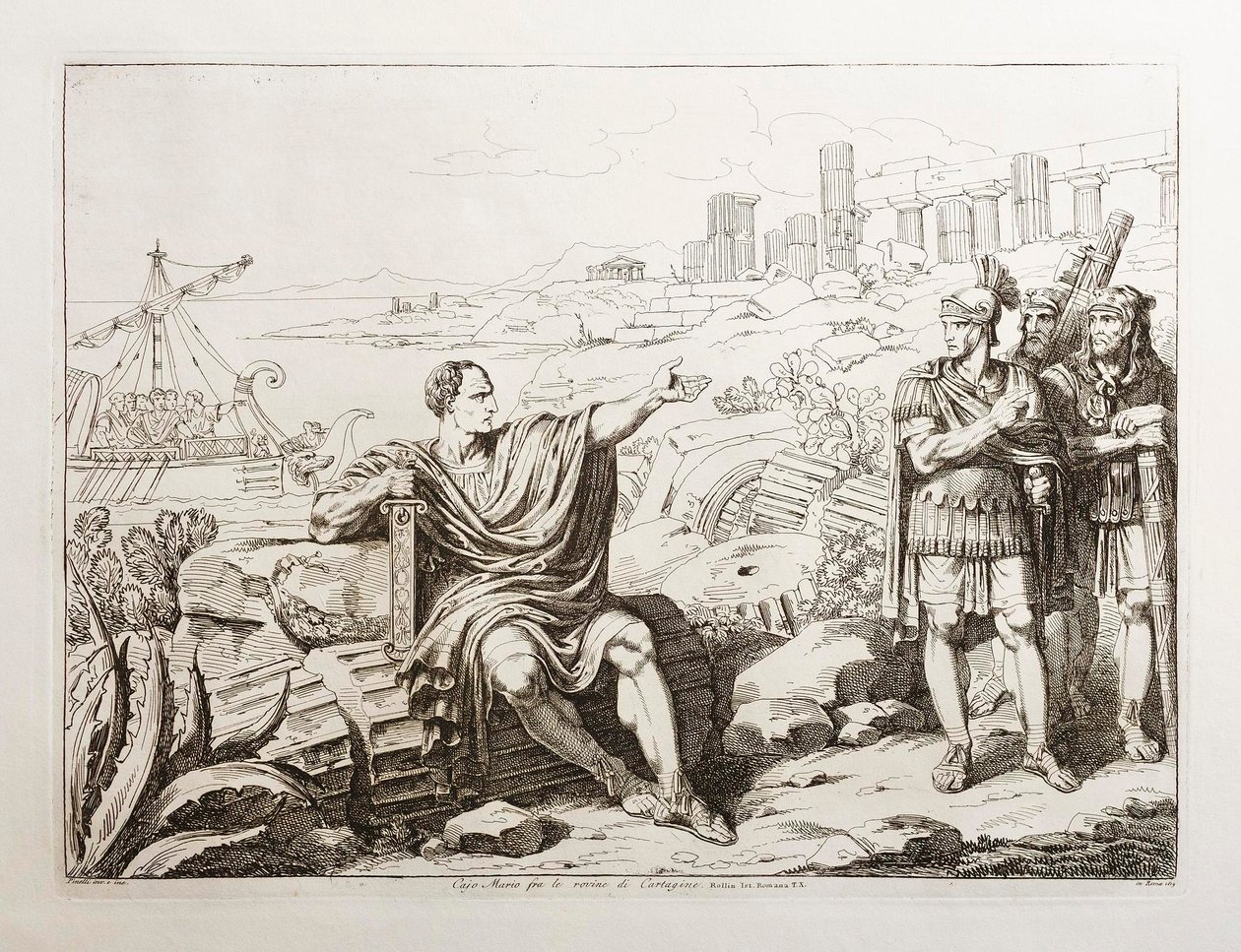 Gaius Marius mezi ruinami Kartága od Bartolomeo Pinelli