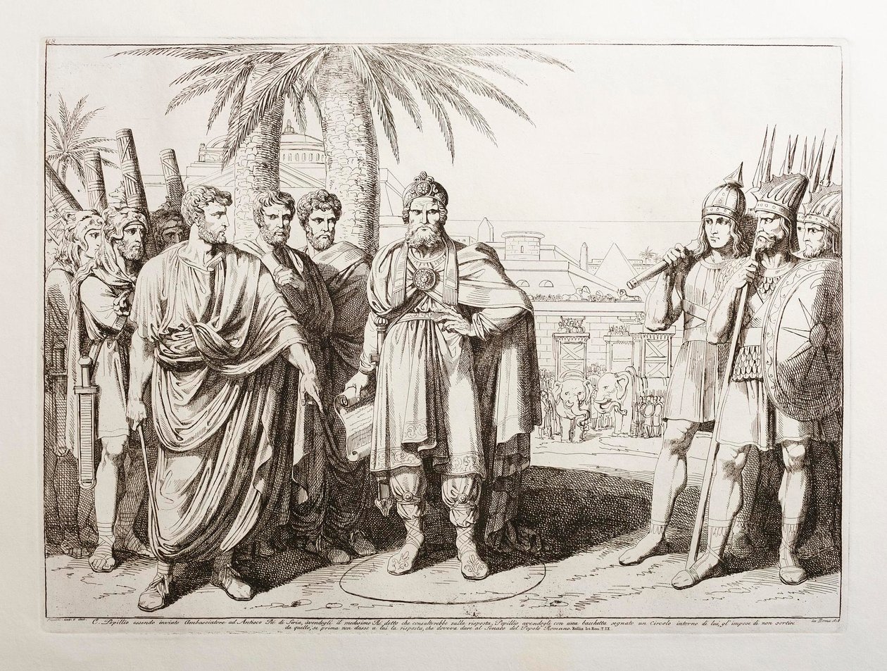 Gaius Popillius poslán jako vyslanec před syrského krále Antiocha IV. od Bartolomeo Pinelli