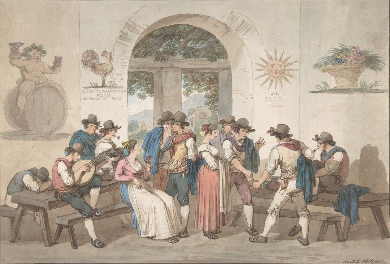 Interiér římského hostince, 1817., 1817. od Bartolomeo Pinelli
