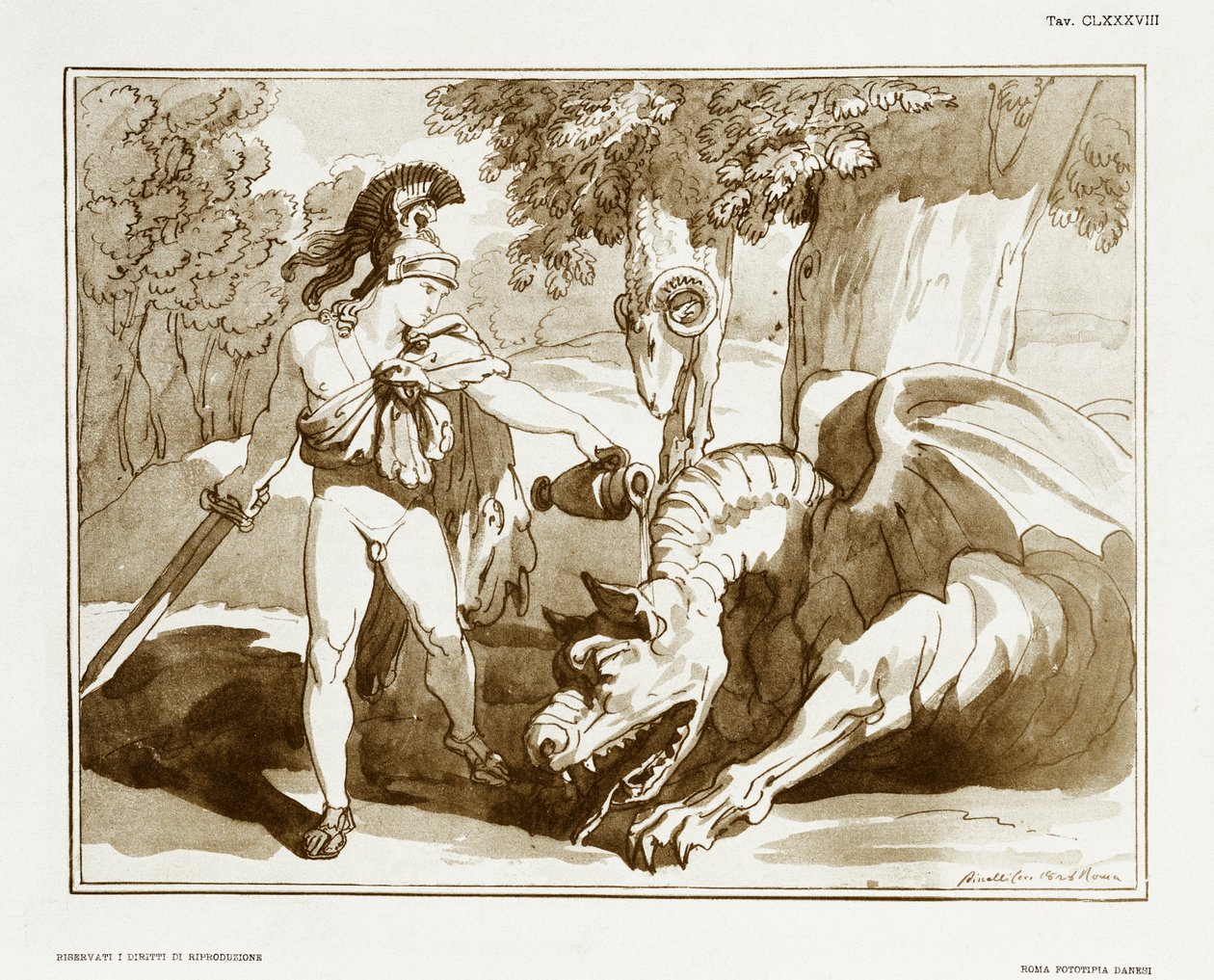 Jason usnul draka hlídajícího Zlaté rouno od Bartolomeo Pinelli