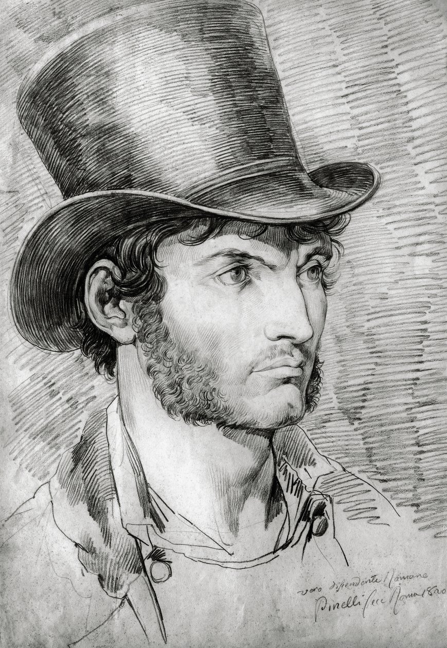 Mužský portrét (True Roman), kresba Bartolomeo Pinelli (1781-1835) od Bartolomeo Pinelli