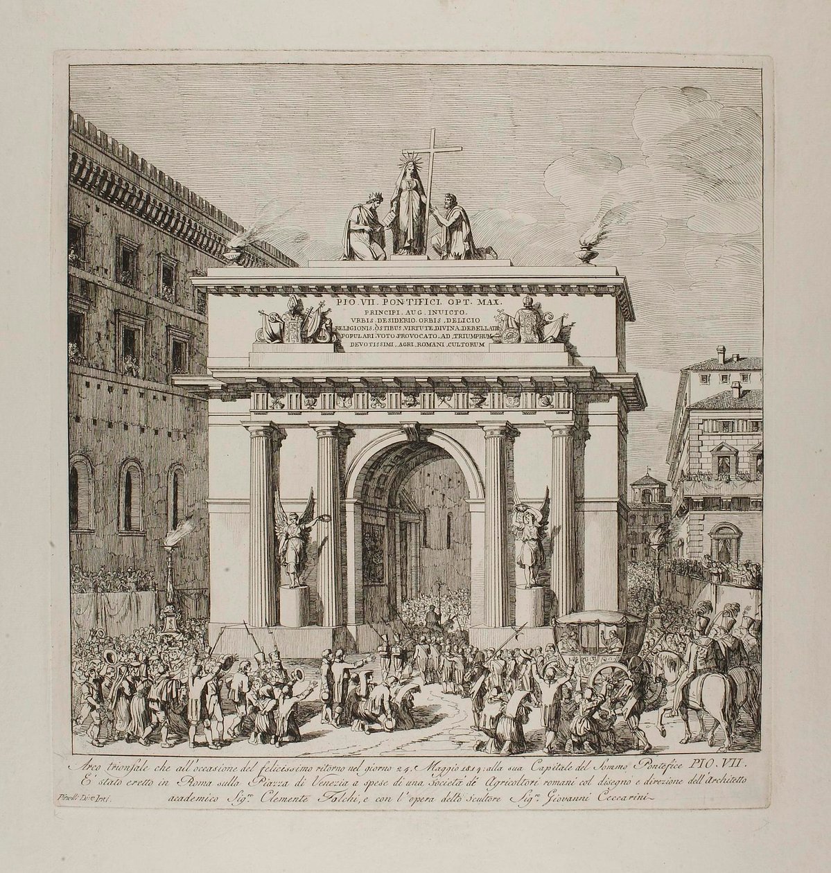 Triumfální vstup Pia VII. do Říma dne 24. května 1814 od Bartolomeo Pinelli