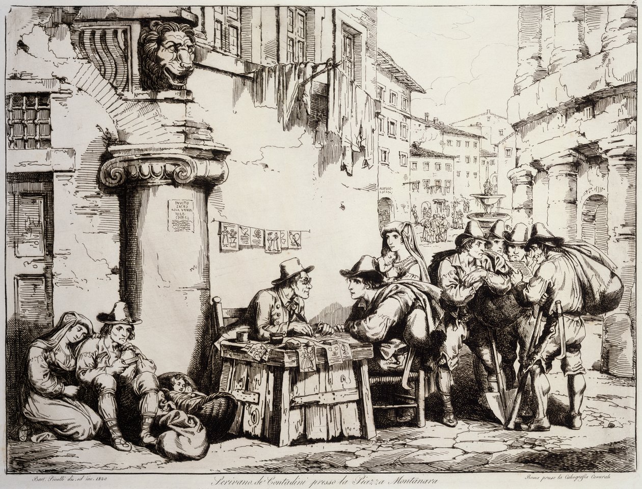 Písař na náměstí Montanara v Římě od Bartolomeo Pinelli