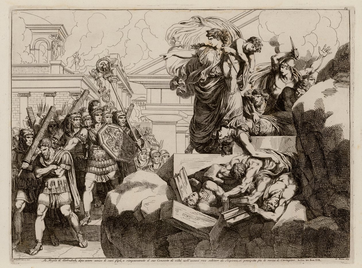 Sebevražda Hasdrubalovy manželky (lept) od Bartolomeo Pinelli