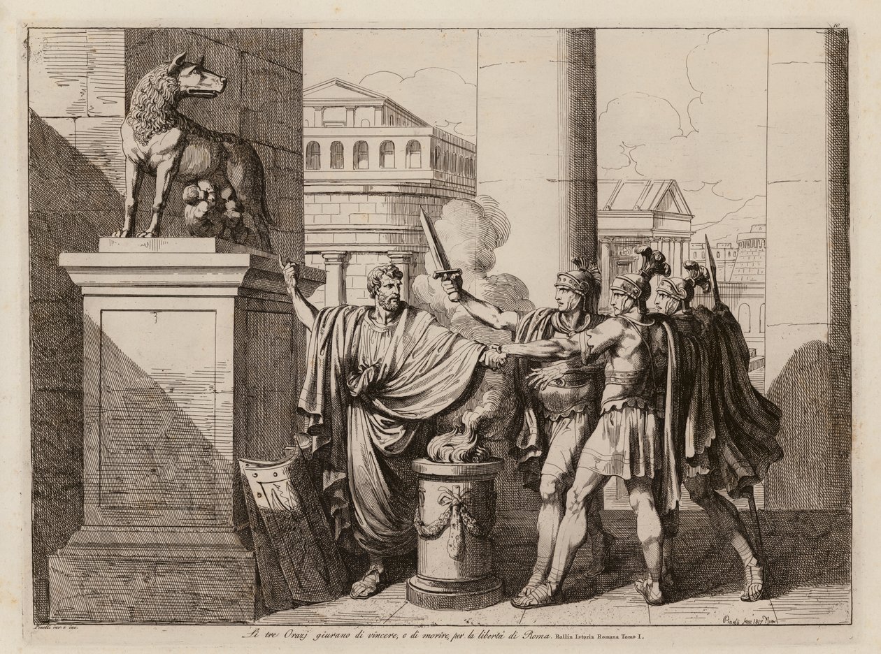 Horácká přísaha (lept) od Bartolomeo Pinelli