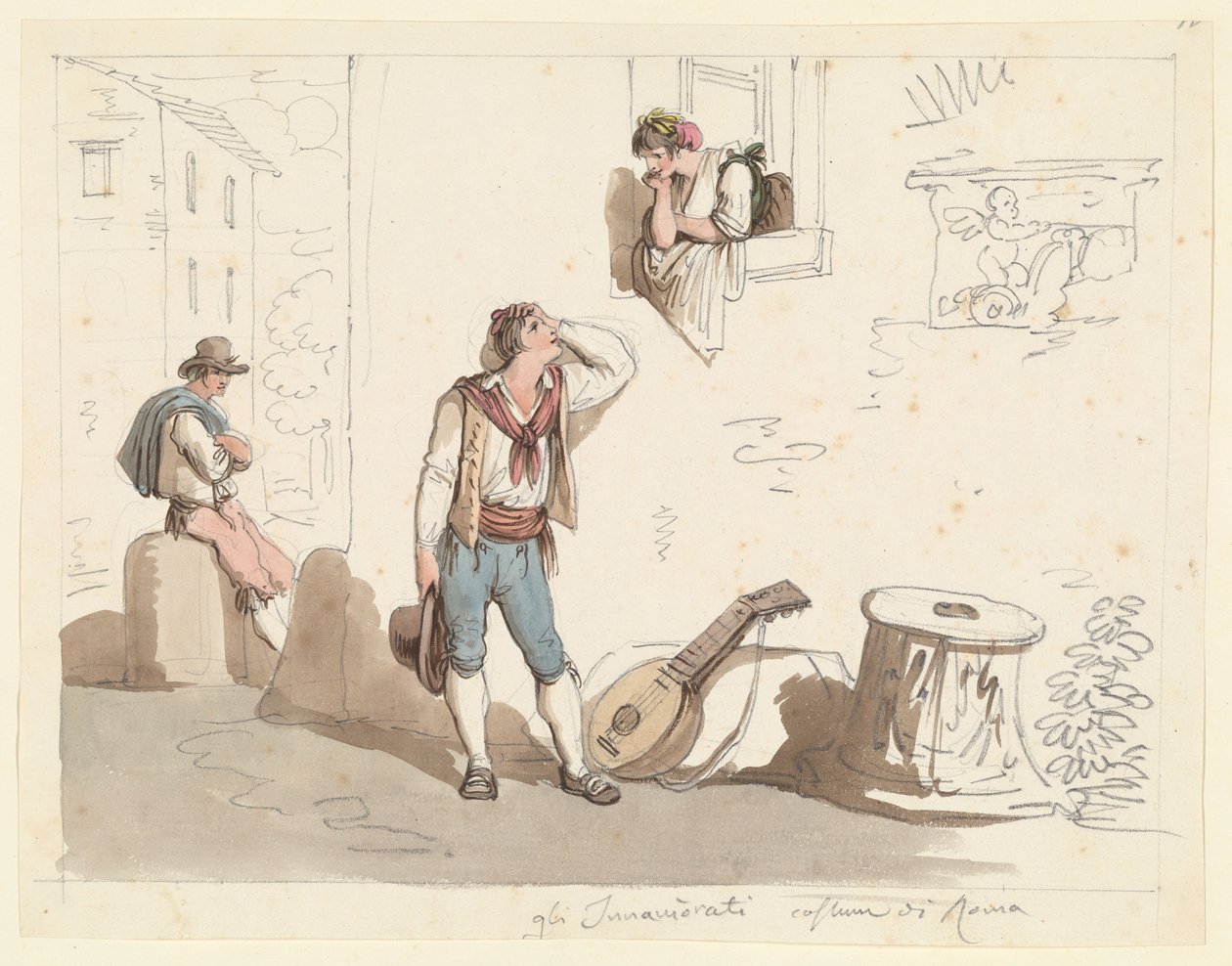 Serenáda, studie římských krojů a zvyků od Bartolomeo Pinelli