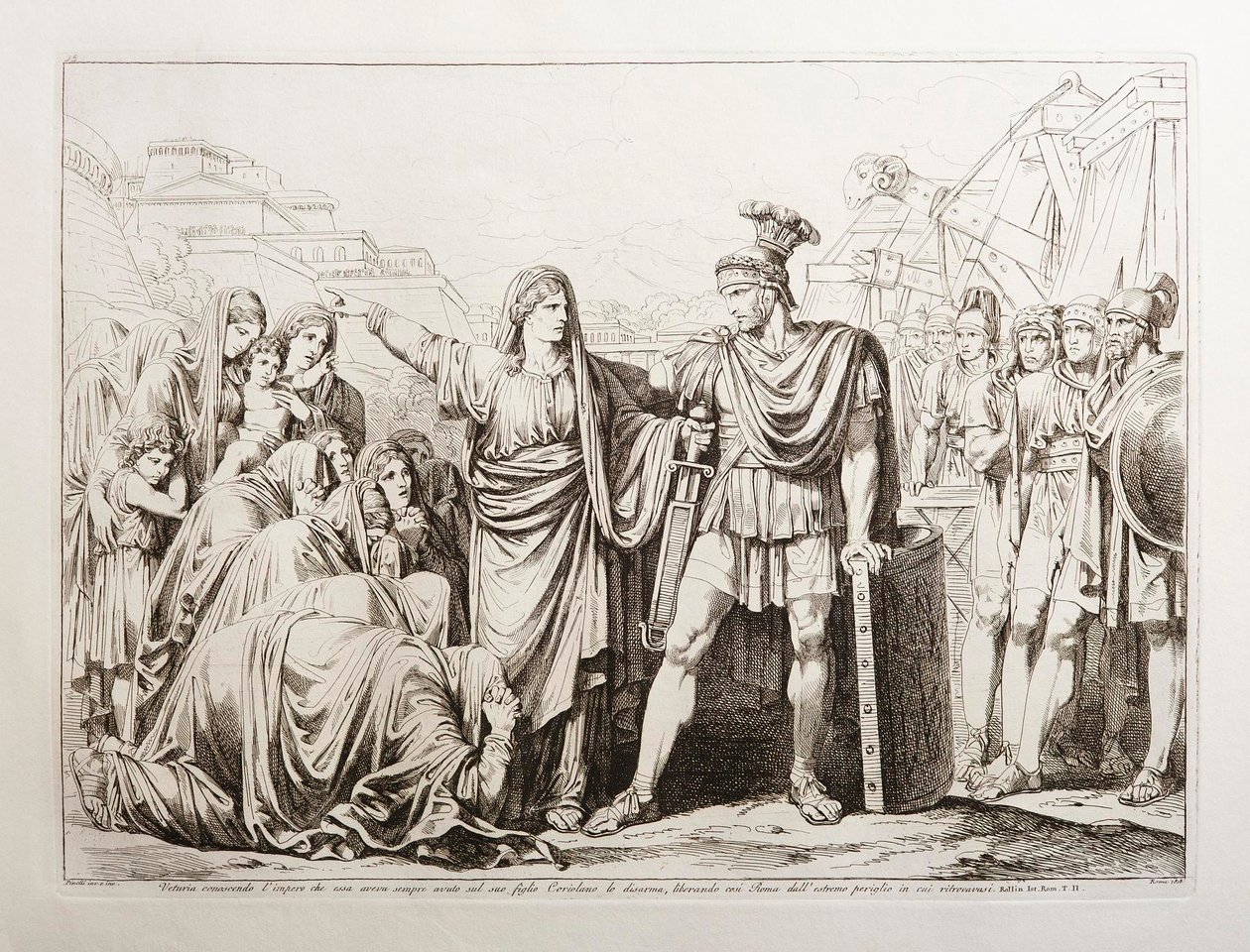 Veturia odzbrojila svého syna Coriolana a zachránila tak Řím před velkým nebezpečím od Bartolomeo Pinelli